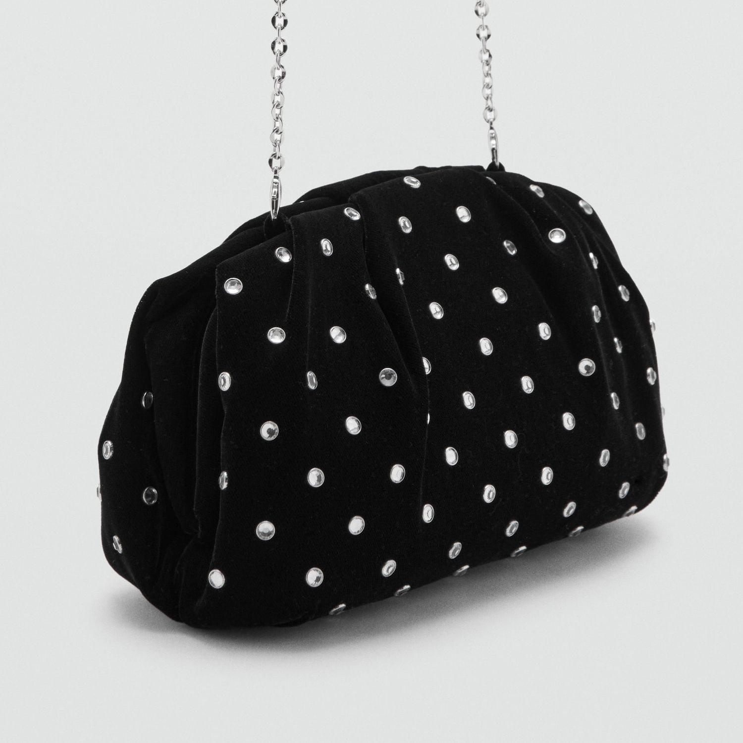 Velvet Clutch With Rhinestones - Women | Mango United Kingdom