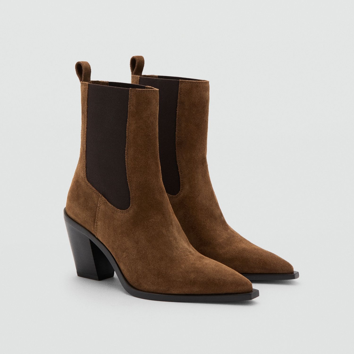 Suede Ankle Boot With Pointed Panels - Women | Mango United Kingdom