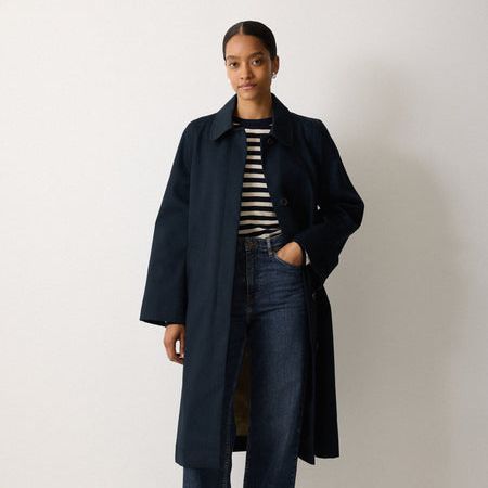 British Millerain Cotton Rain Mac | Navy