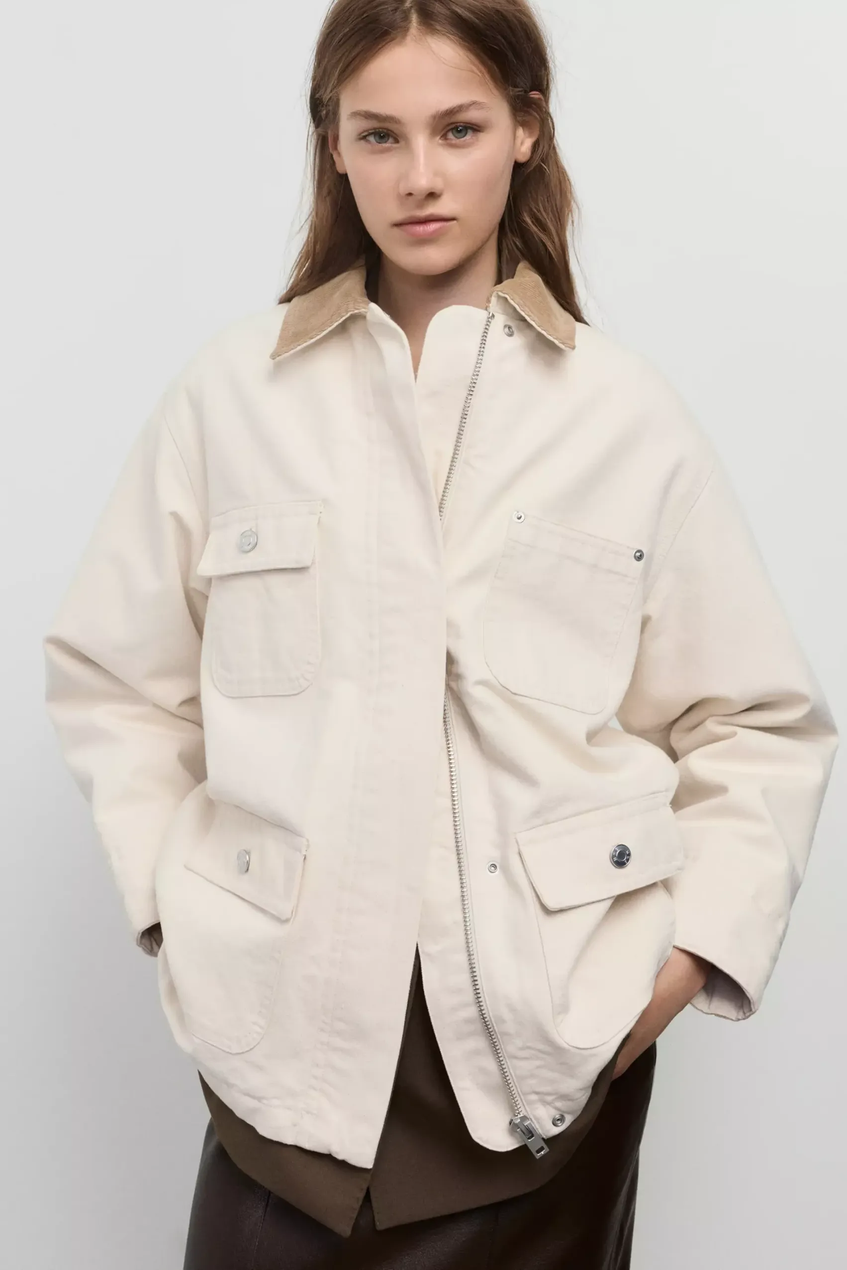Denim Parka With Corduroy Collar - Women | Mango Usa
