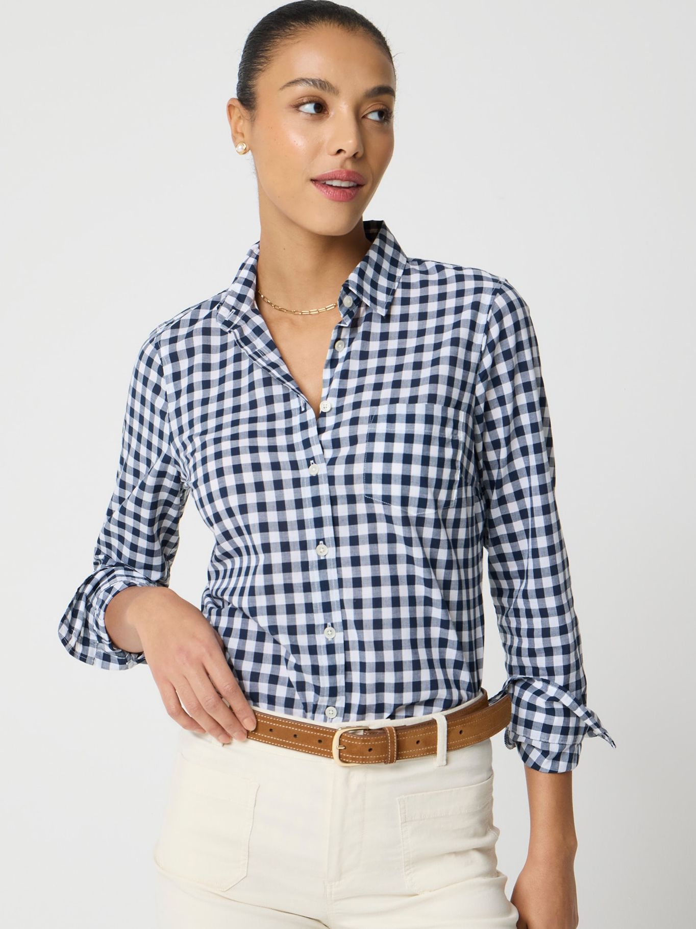 Gingham Lightweight Cotton Shirt in Signature Fit
