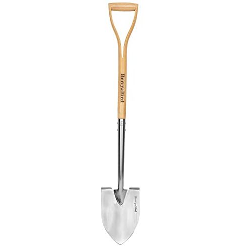 Berry&amp;amp;bird Round Point Gardening Shovel With Wood D-Handle, 40.98" Stainless Steel Beach &amp;amp; Snow Shovel