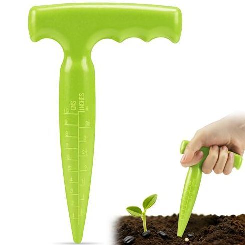 Milifox Seed Planter Tool, 6.9" Dibber Garden Tool, Plastic Seed Dibbler for Planting, Bulb Digger Garden Planter With Handle for Sowing Seeds, Planting, Bulbs, Digging (light Green)