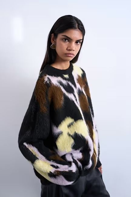 Topshop Knit Brushed Flower Sweater