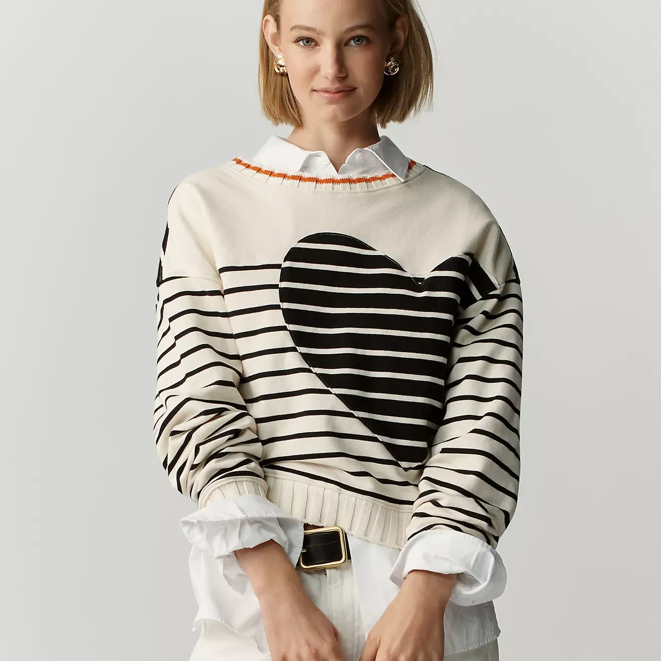 Maeve Crop Striped Sweatshirt