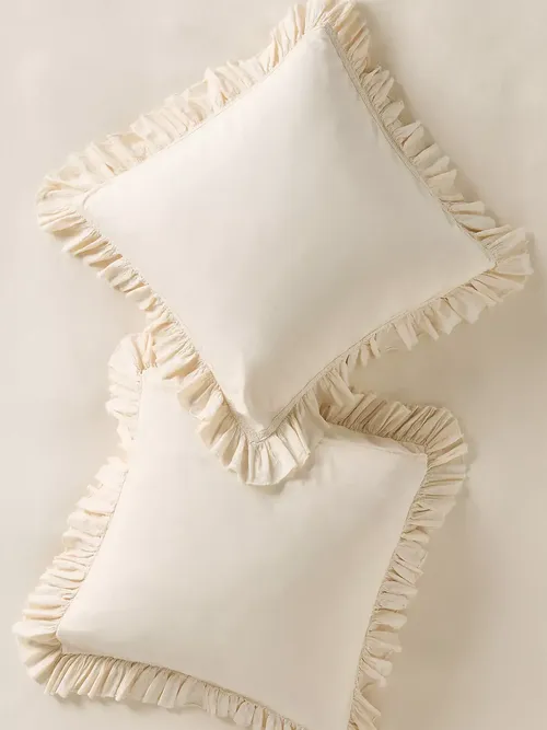 Organic Cotton Spa Sateen Ruffled Cushion