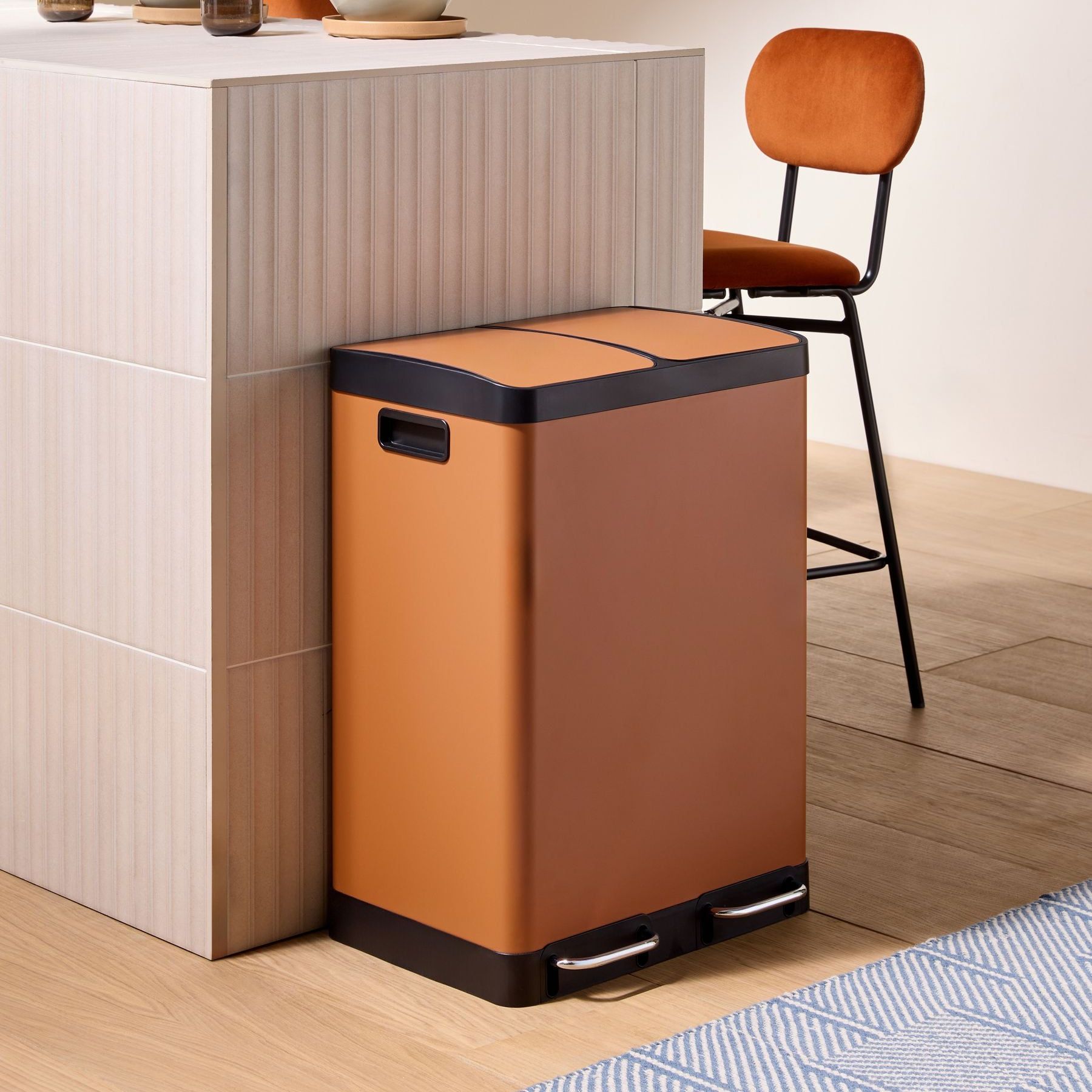 Made.com Terracotta 2 Section 60 Litre Recycling and Waste Colter Bin