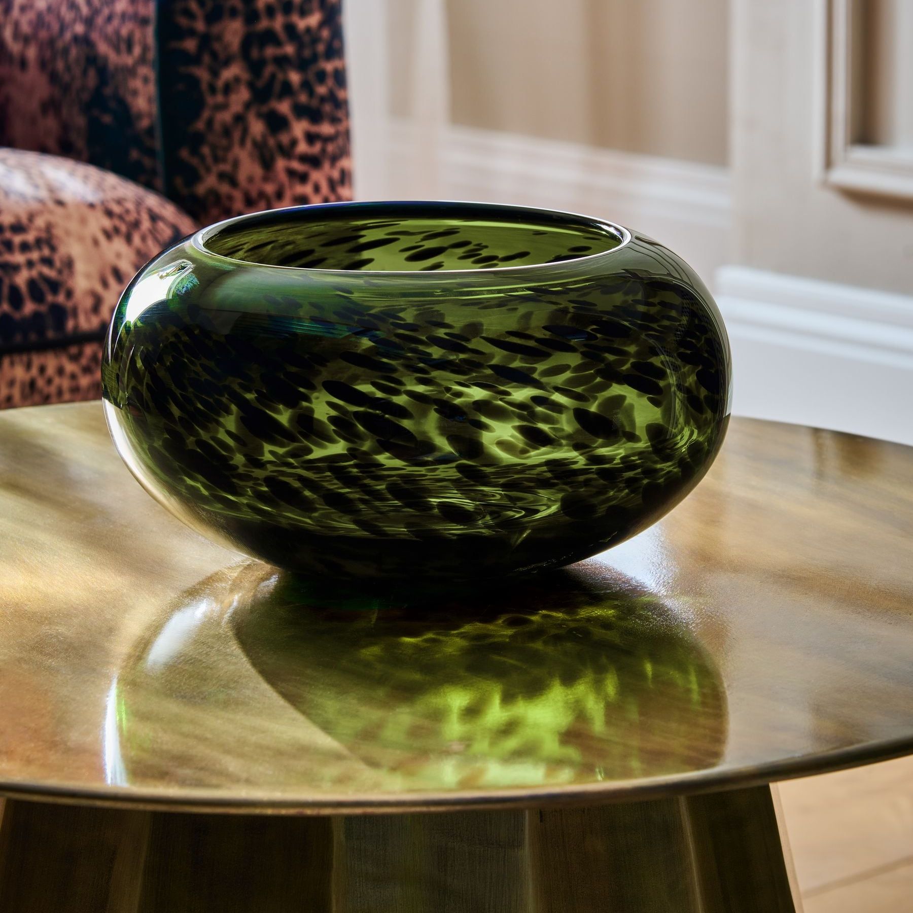 Green Confetti Glass Decorative Bowl