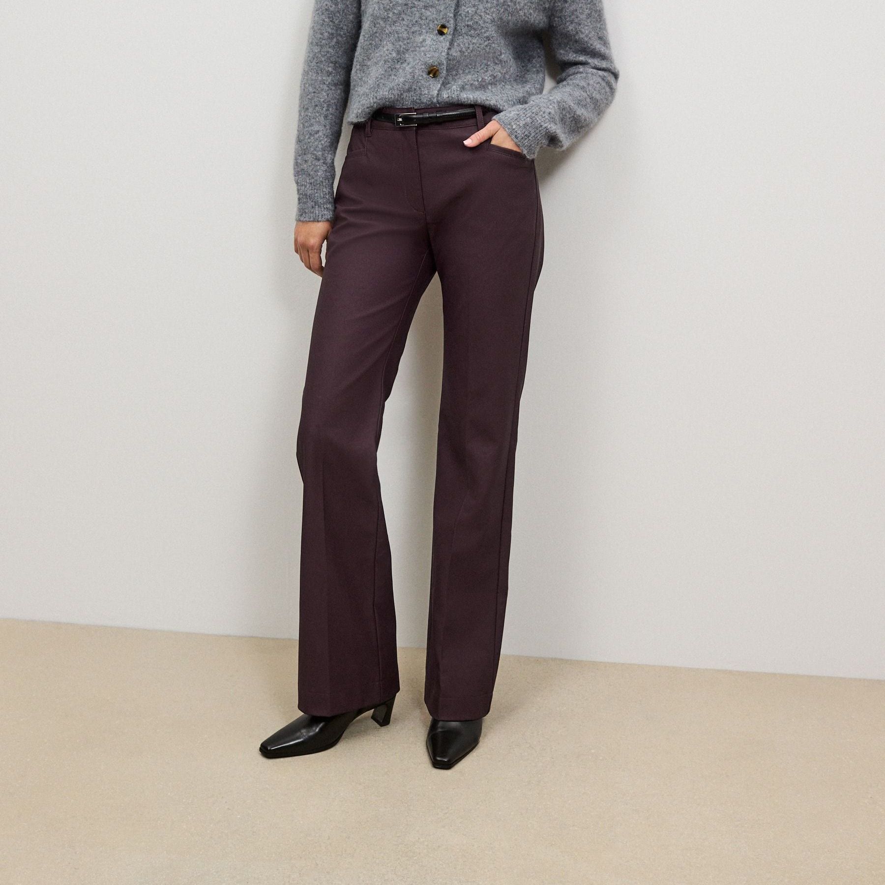 Burgundy Red Faux Leather Bootcut Trousers - Size 8 S