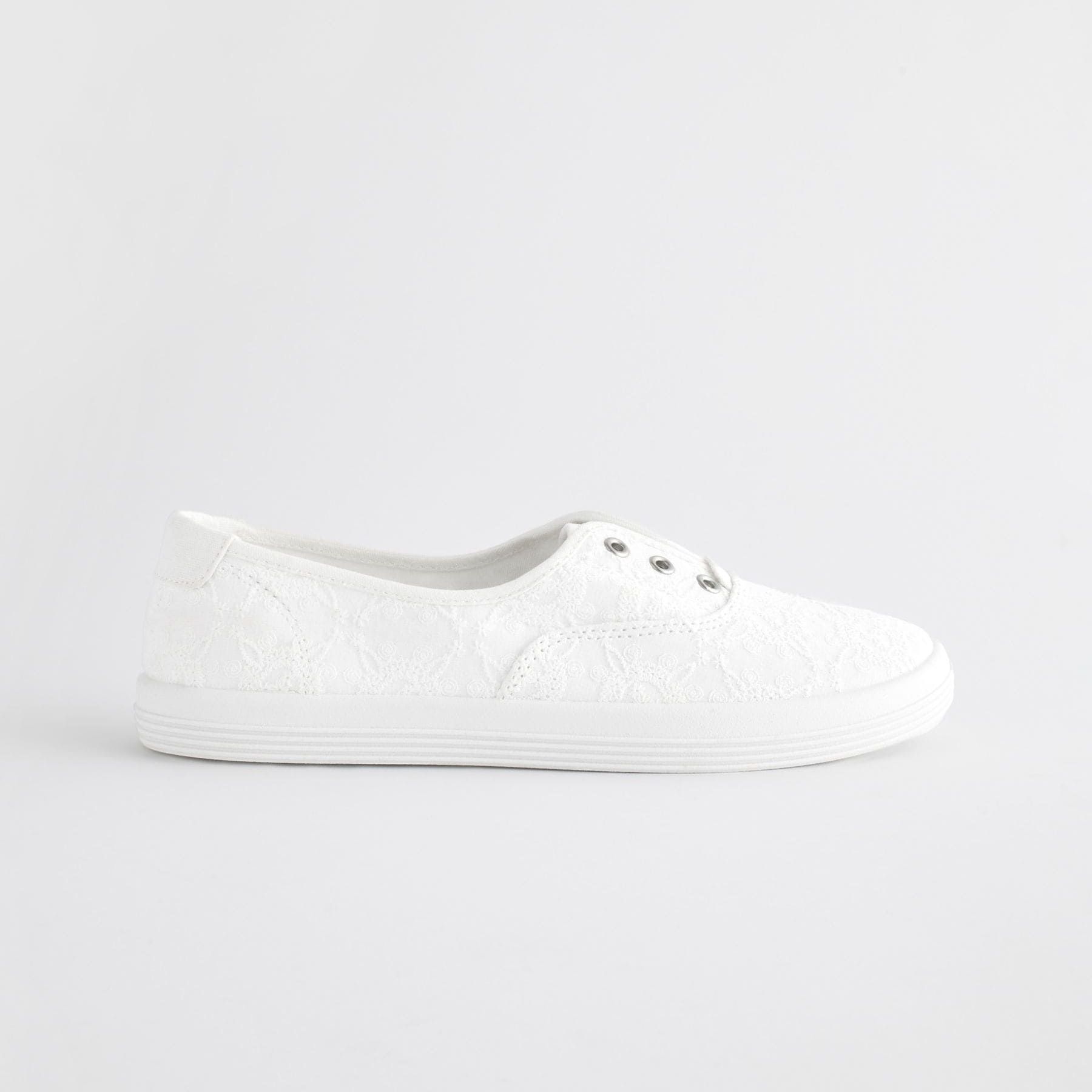 White Laceless Canvas Slip-On Trainers