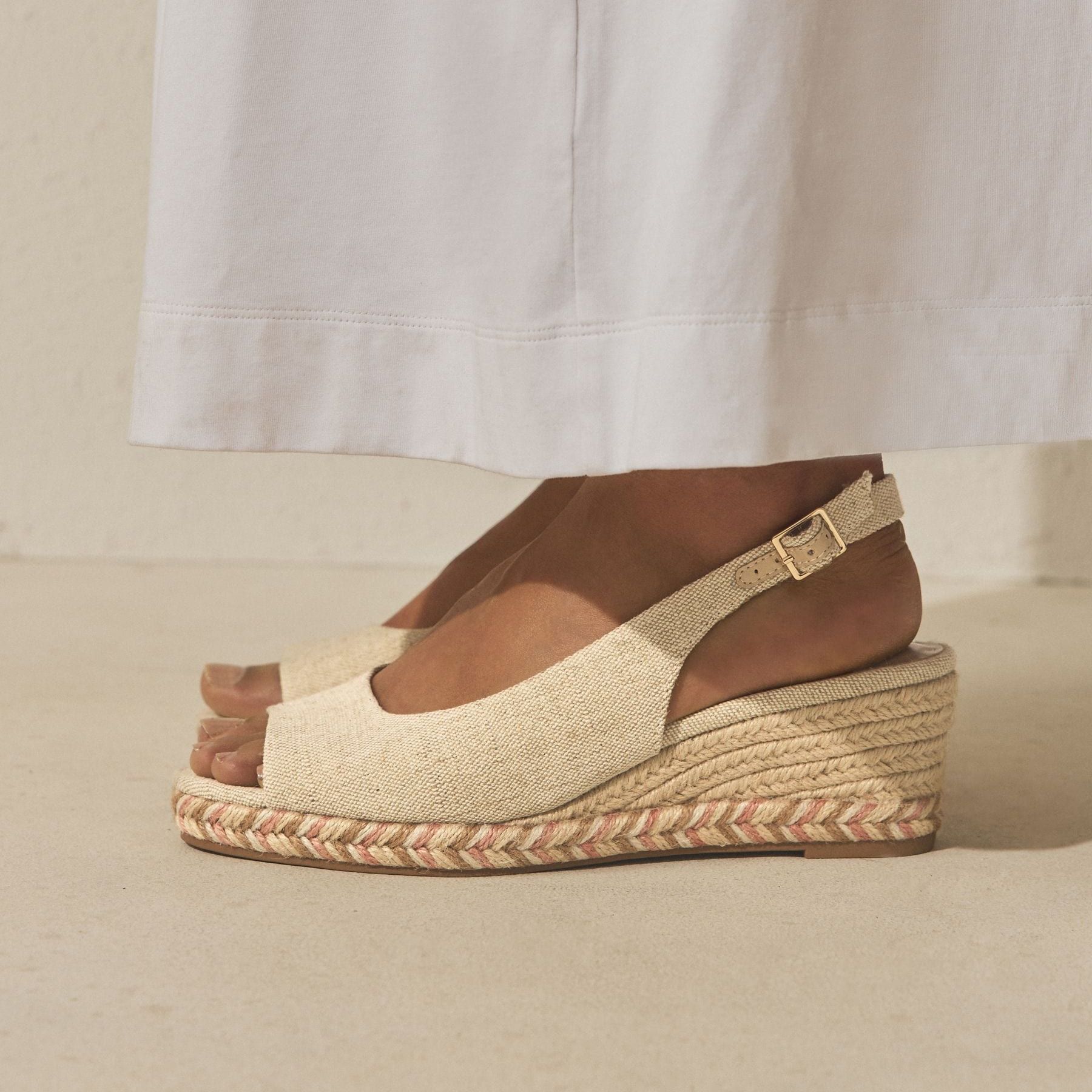 Neutral Forever Comfort&amp;reg; Peep Toe Wedges