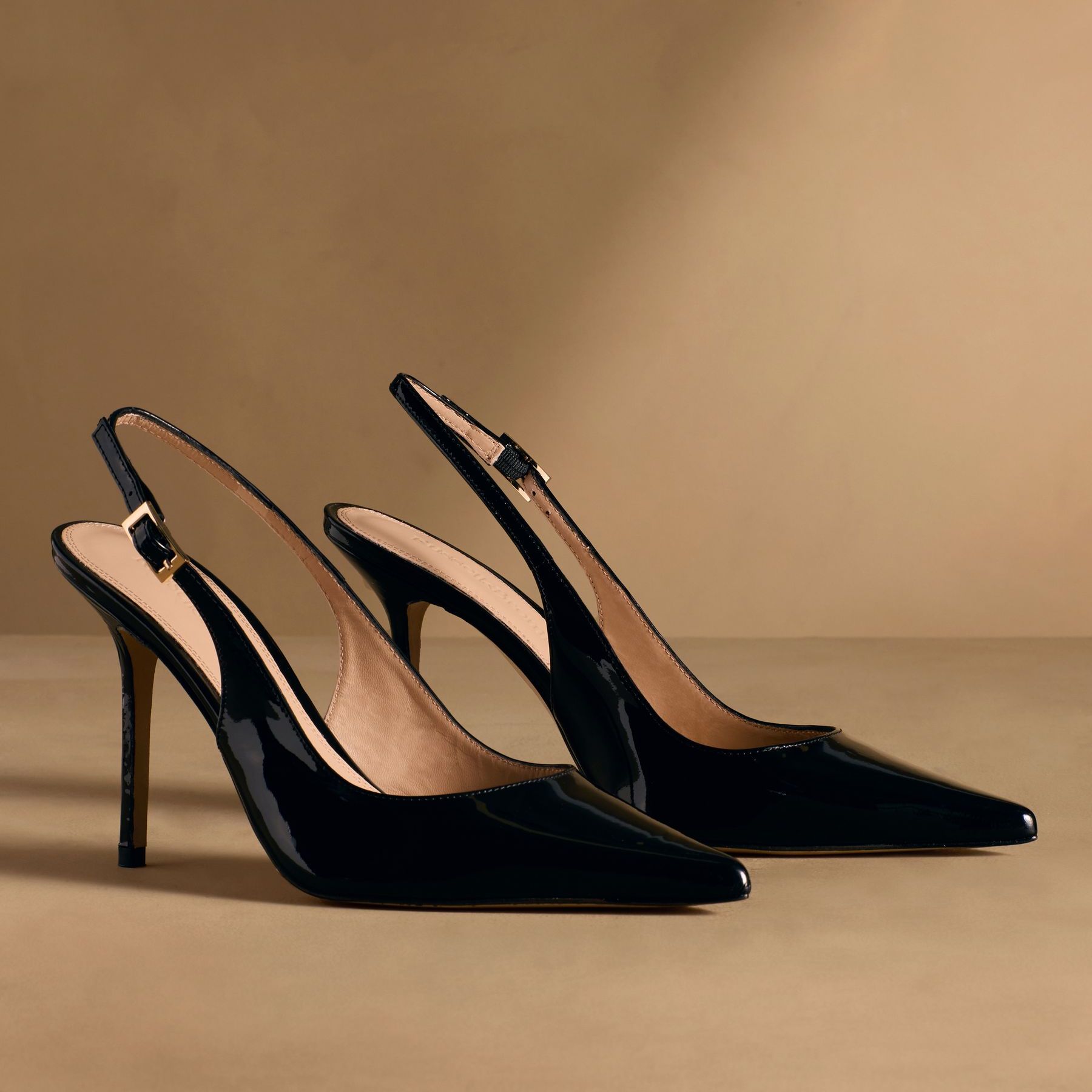 Russell &amp;amp; Bromley Black Patent Everleigh Slingback Stiletto Courts