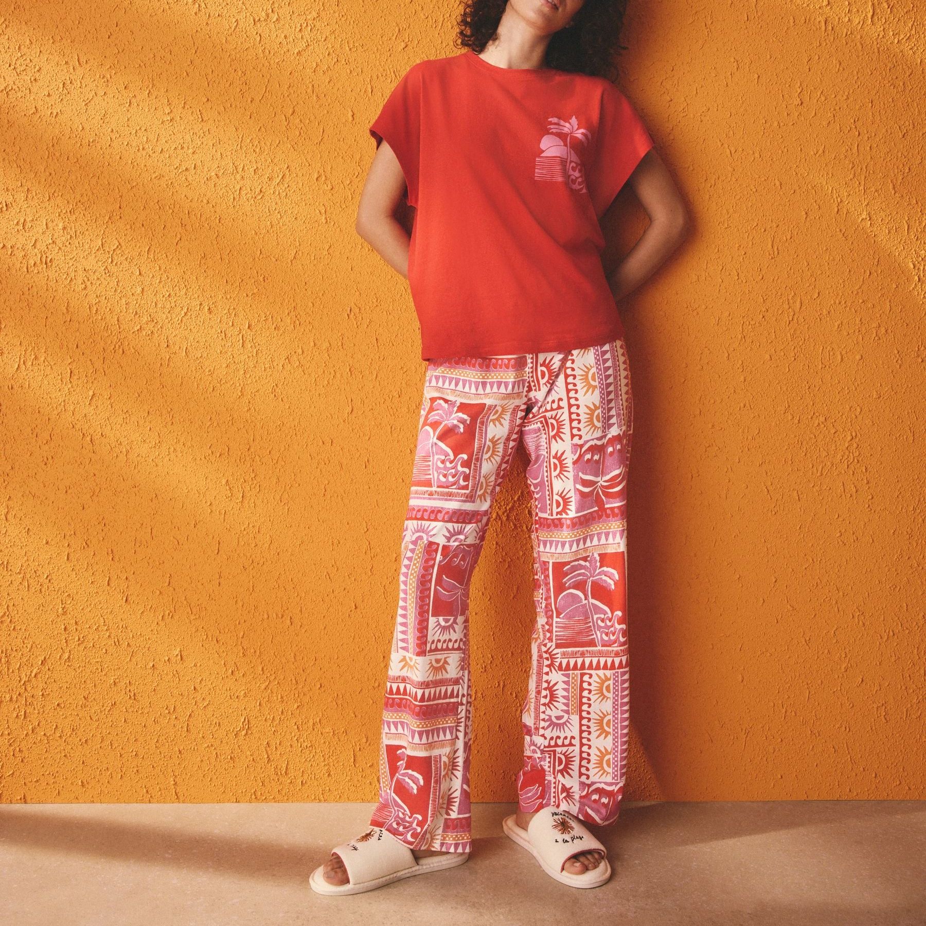 Red Palm Short Sleeve Pyjamas