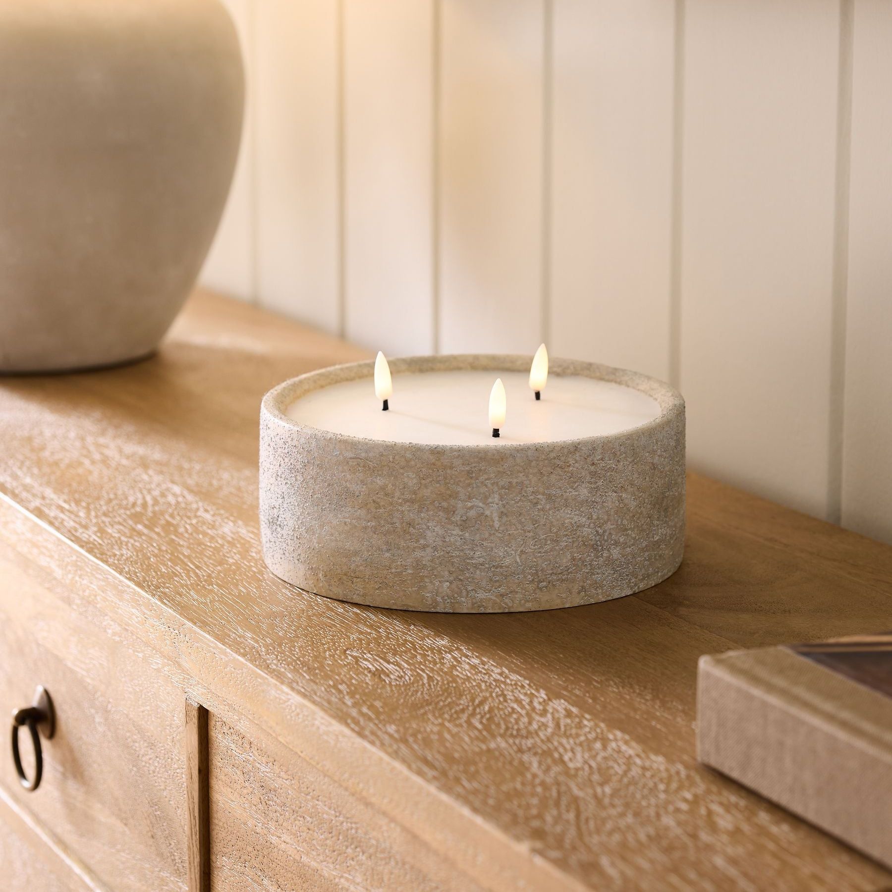 Cream Lydford 3 Wick Led Candle