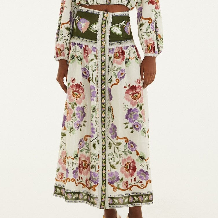 Cat Deeley's Farm Rio floral midi skirt