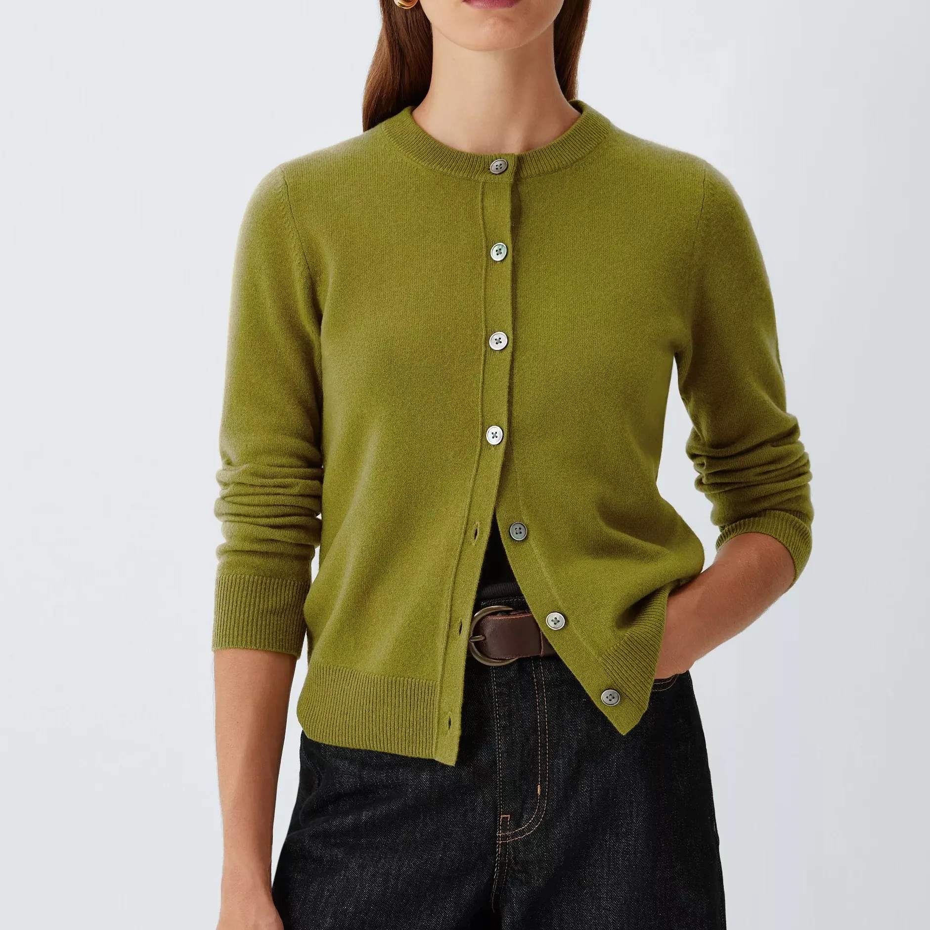 John Lewis Cashmere Crew Neck Cardigan, Black