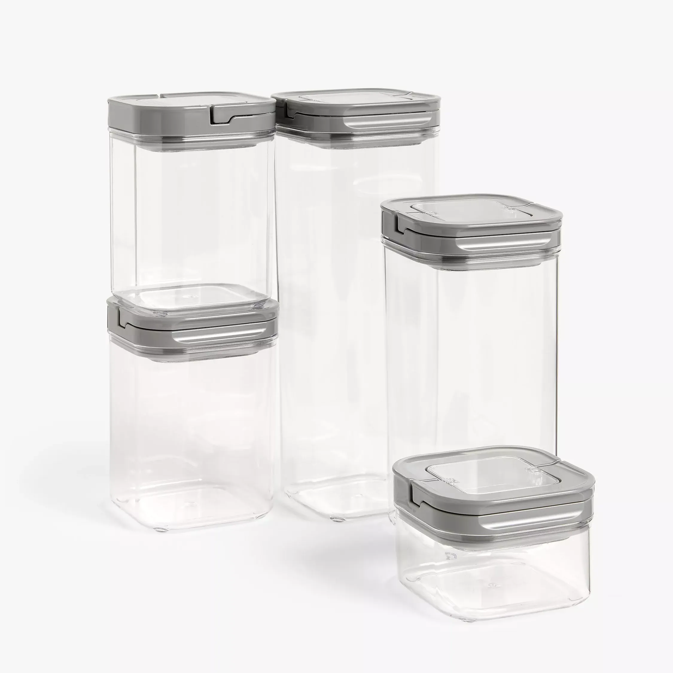 John Lewis Flip Lock Airtight Square Storage Containers, Set of 5