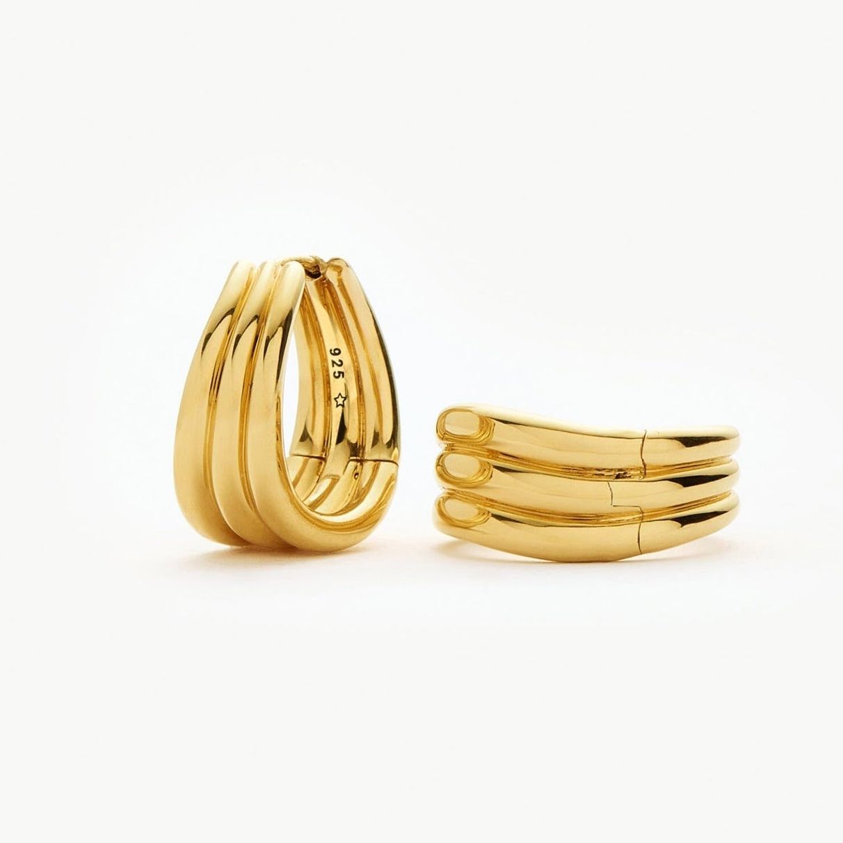 Savi Triple Ridge Hoop Earrings | 18ct Gold Plated - 18ct Gold Plated