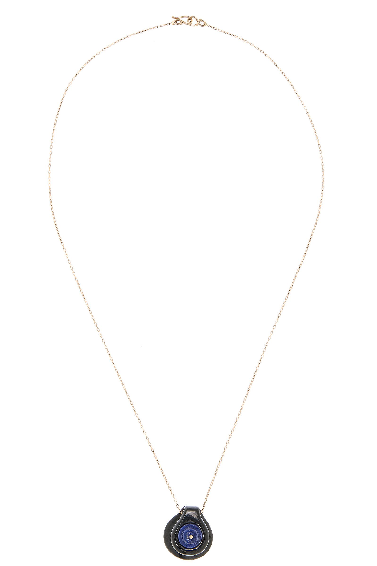 Ten Thousand Things 10K Yellow Gold Chalcedony, Lapis Necklace