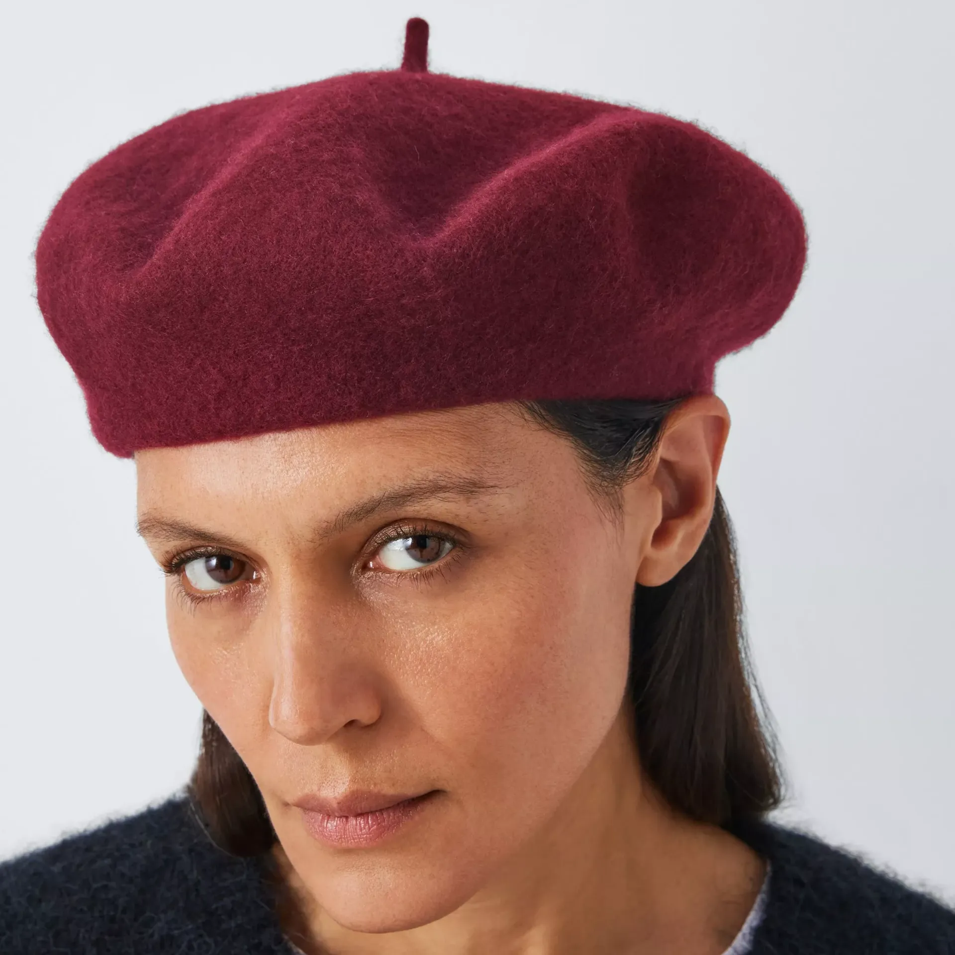 John Lewis Wool Blend Beret, Claret