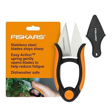 Fiskars Herb Garden Scissors, 5" Garden Shears, Handheld Herb Snips With Sheath and Softgrip Handle, Dishwasher Safe