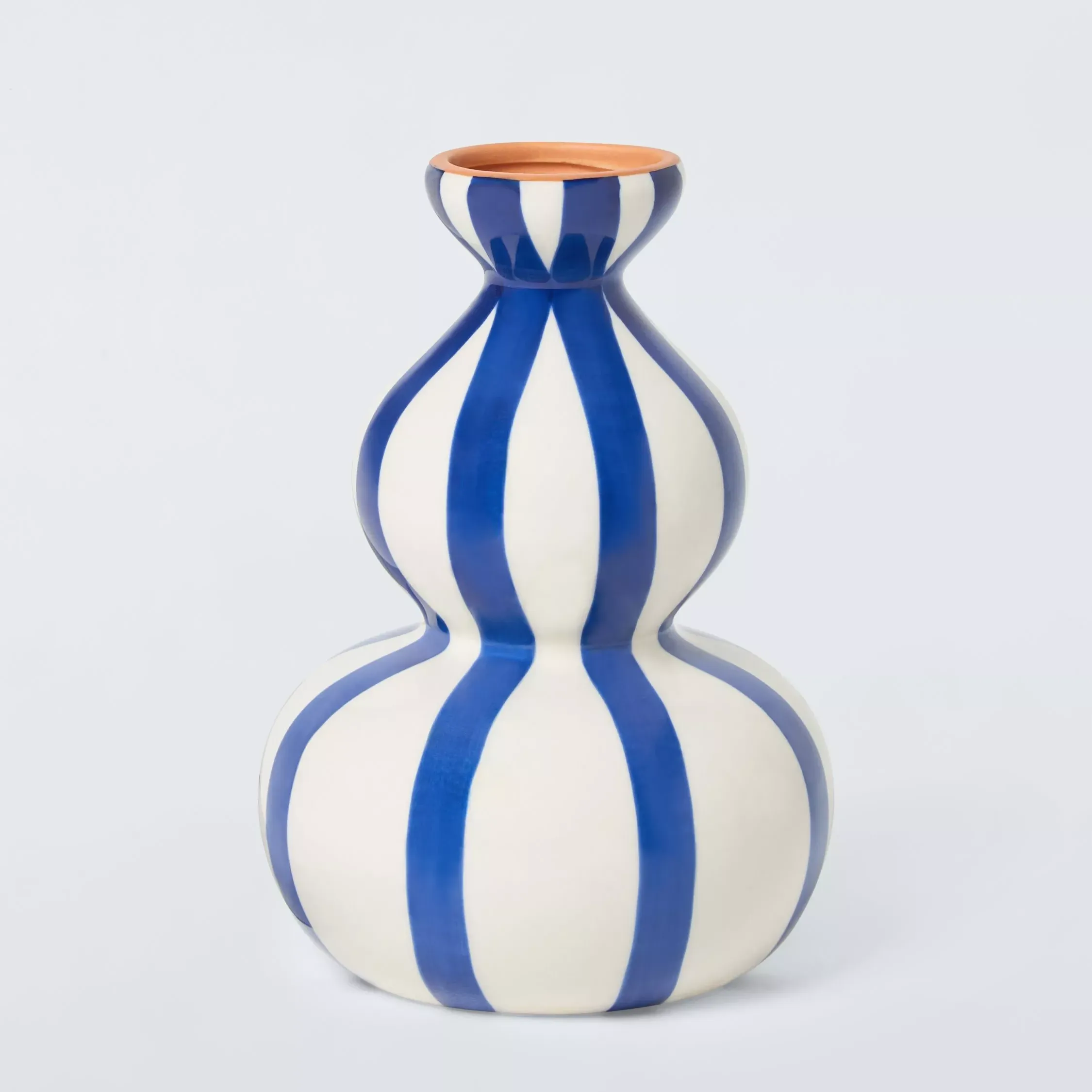 John Lewis Hand Painted Striped Curved Ceramic Vase, H19cm