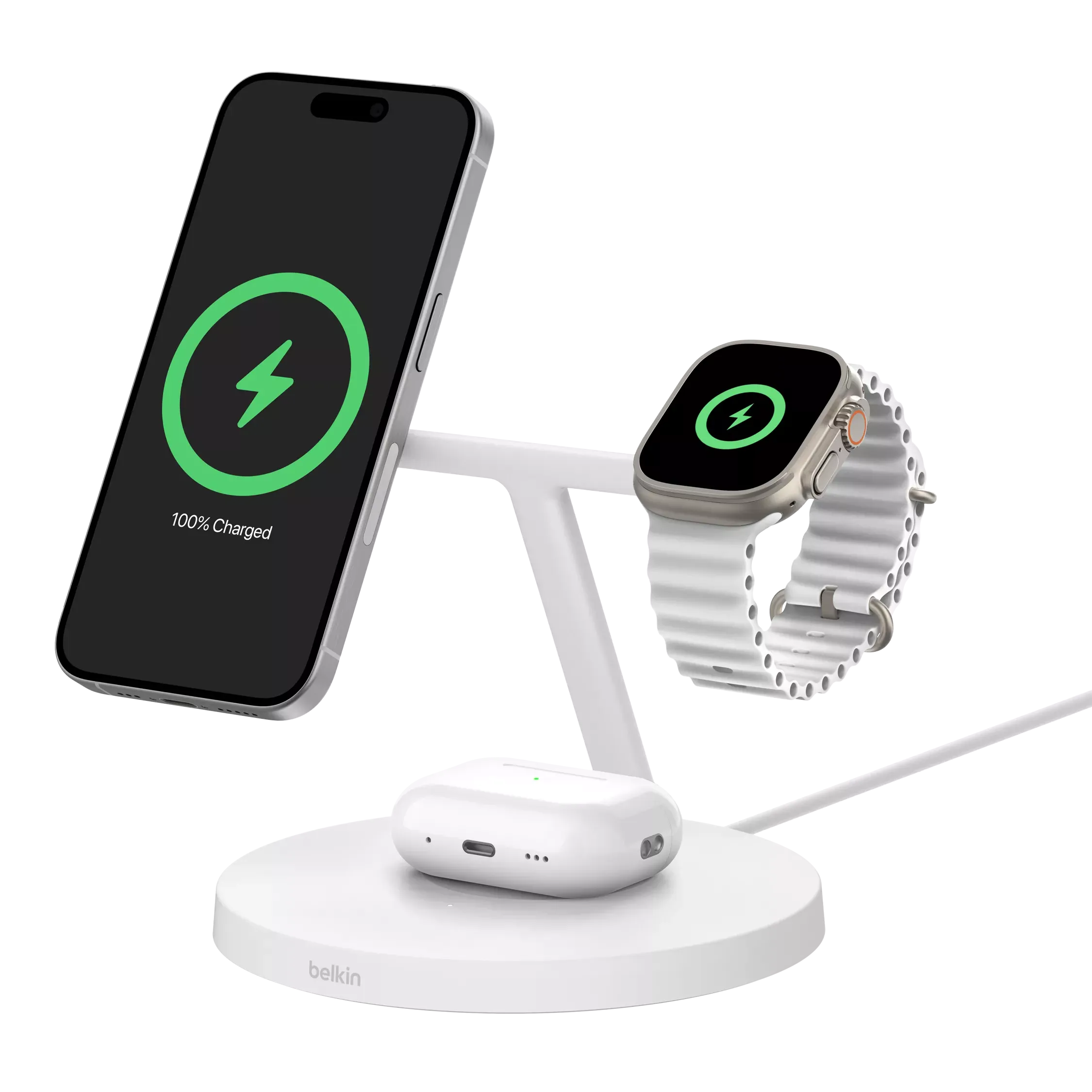Belkin Boostcharge Pro 3-In-1 Wireless Charging Stand With Qi2,15w, Black