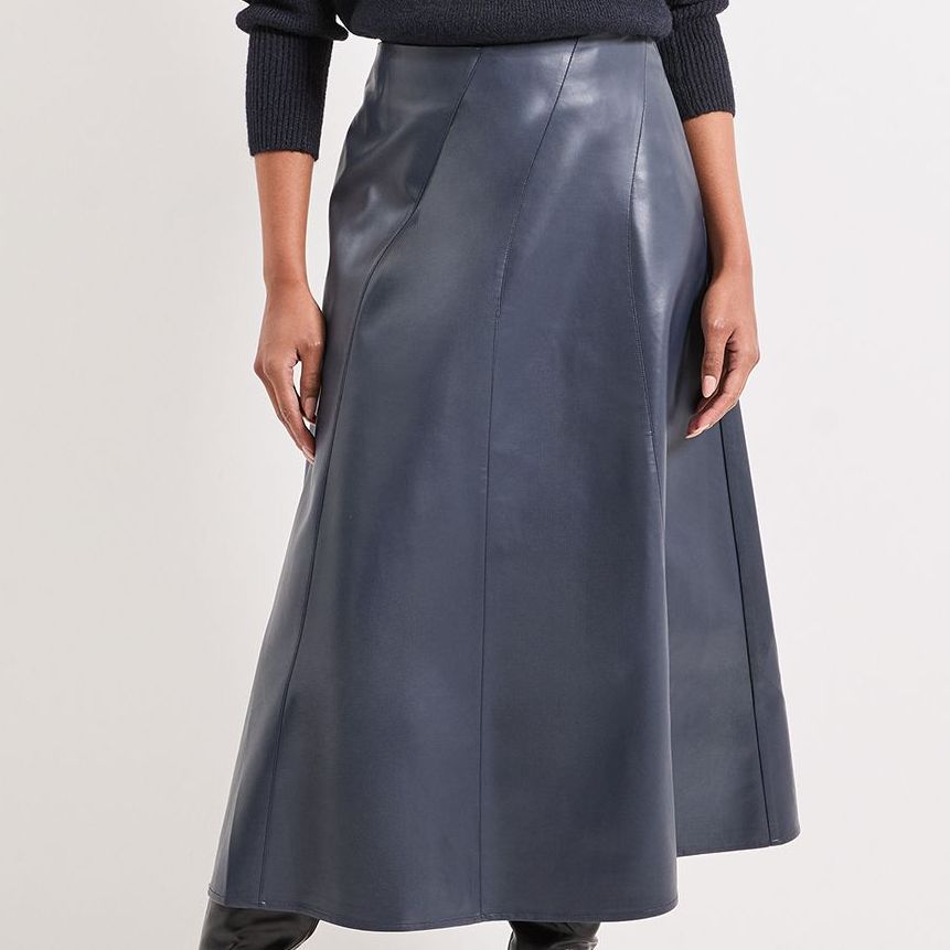 Pu Seamed Circle Skirt