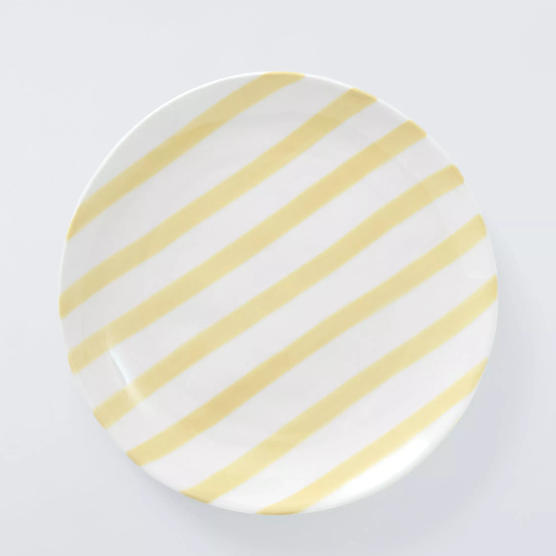 John Lewis Hand Painted Stripe Stoneware Side Plate, 22cm, Yellow