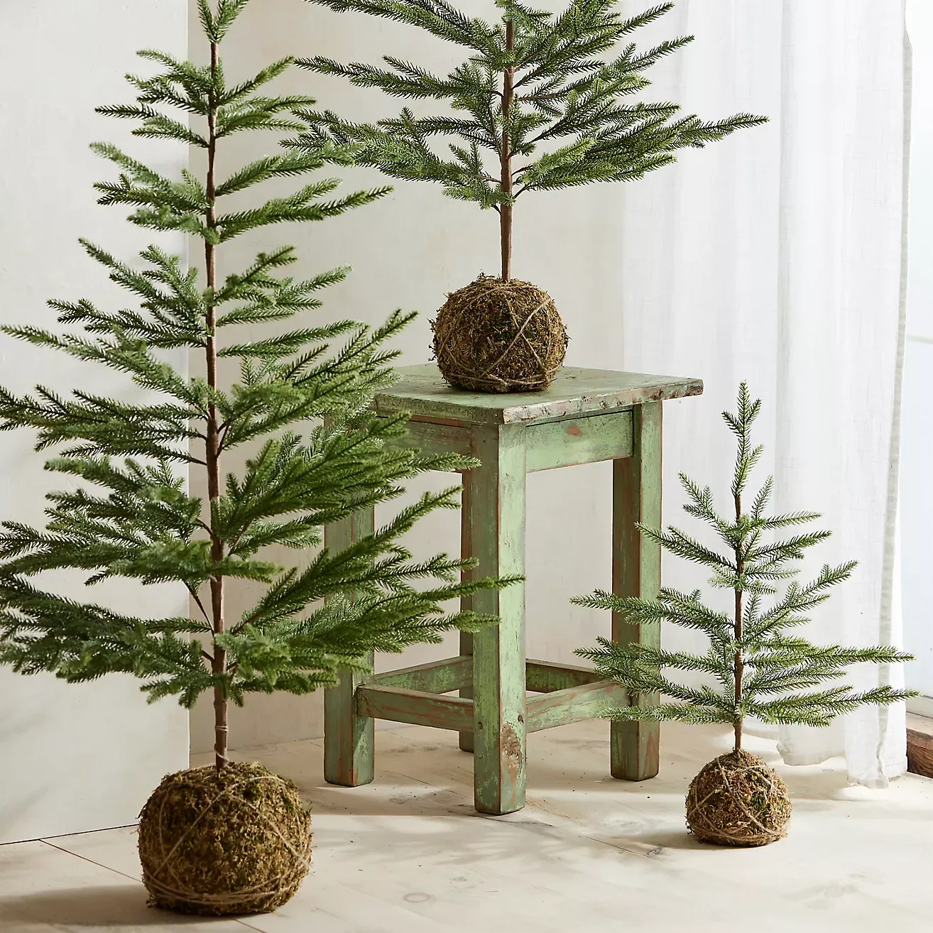 Moss Ball Mini Faux Fir Tree
