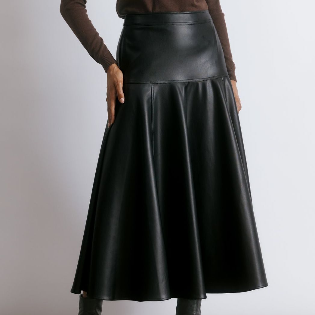 Faux Leather Basque Skirt - 8