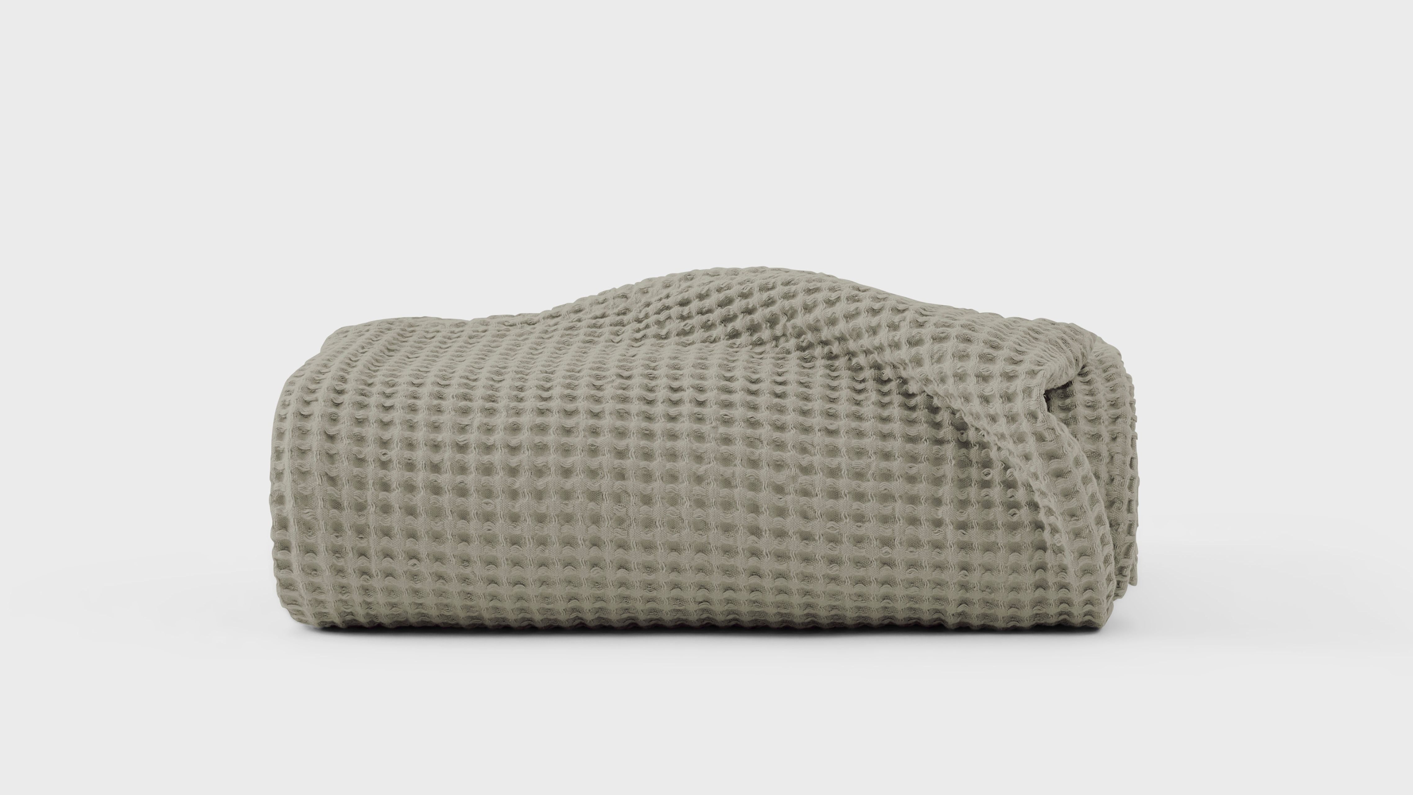 Waffle Cotton Throw &amp;mdash; Large: W243 X L240 (cm) / Sage Green