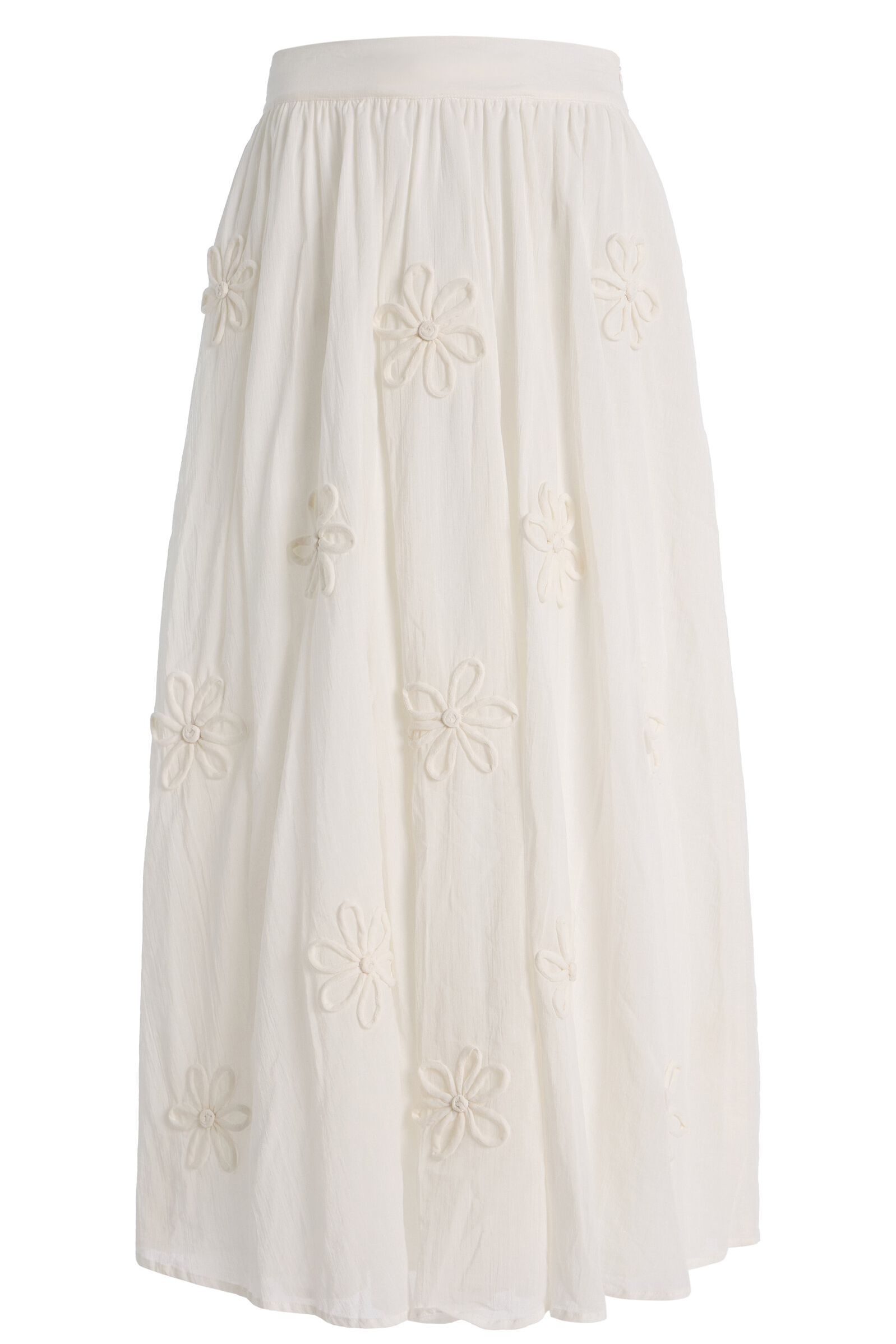 Fleur Floral-Appliqu&amp;eacute;d Cotton-Silk Maxi Skirt