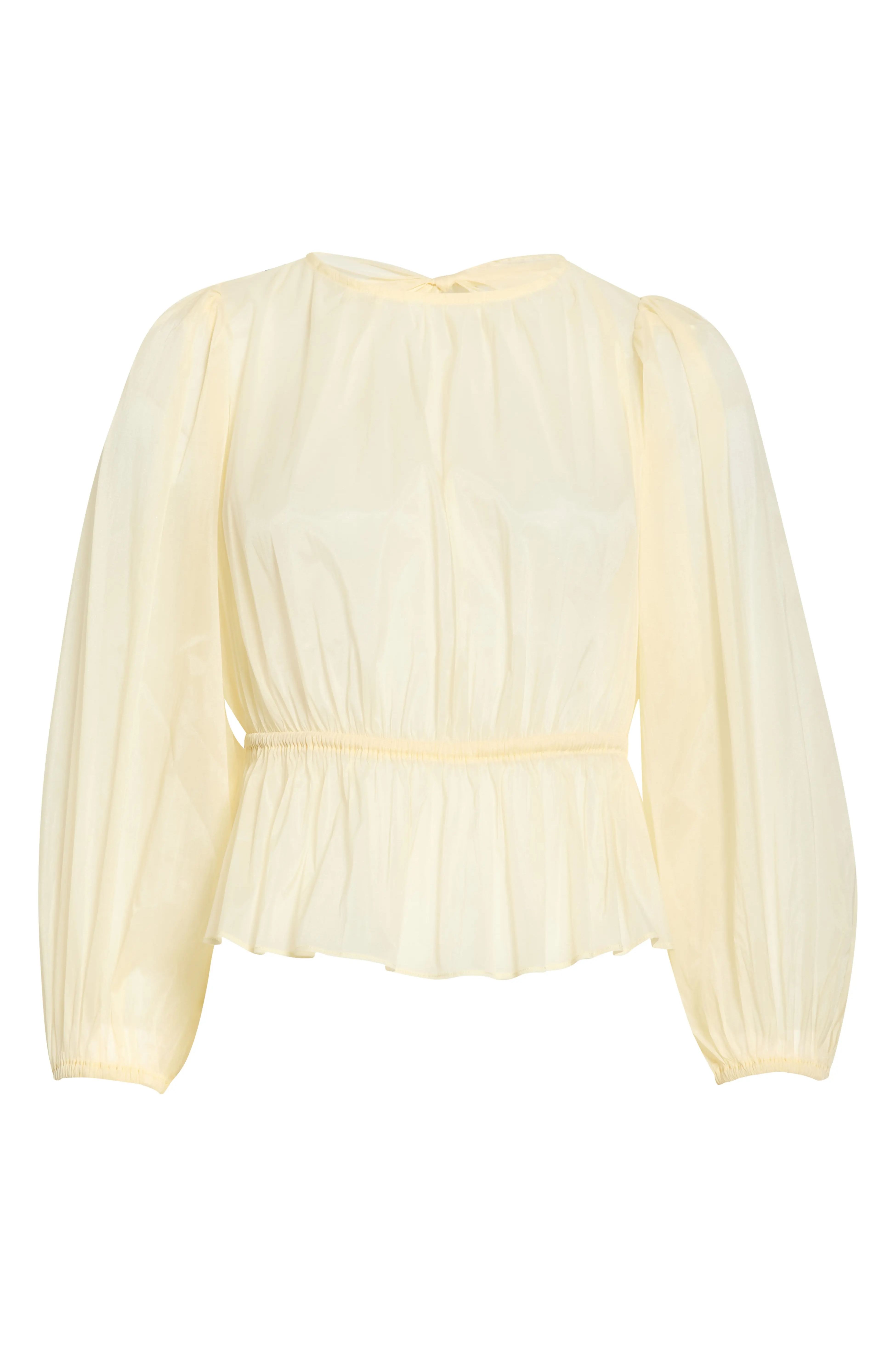 ASTR the Label Amie Peplum Sheer Chiffon Top