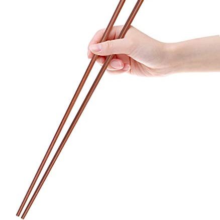 Glamfields 16.5 Inches Wooden Cooking Chopsticks Reusable for Noodles Frying Hotpot Extra Long Kitchen Chop Sticks Brown 2 Pairs