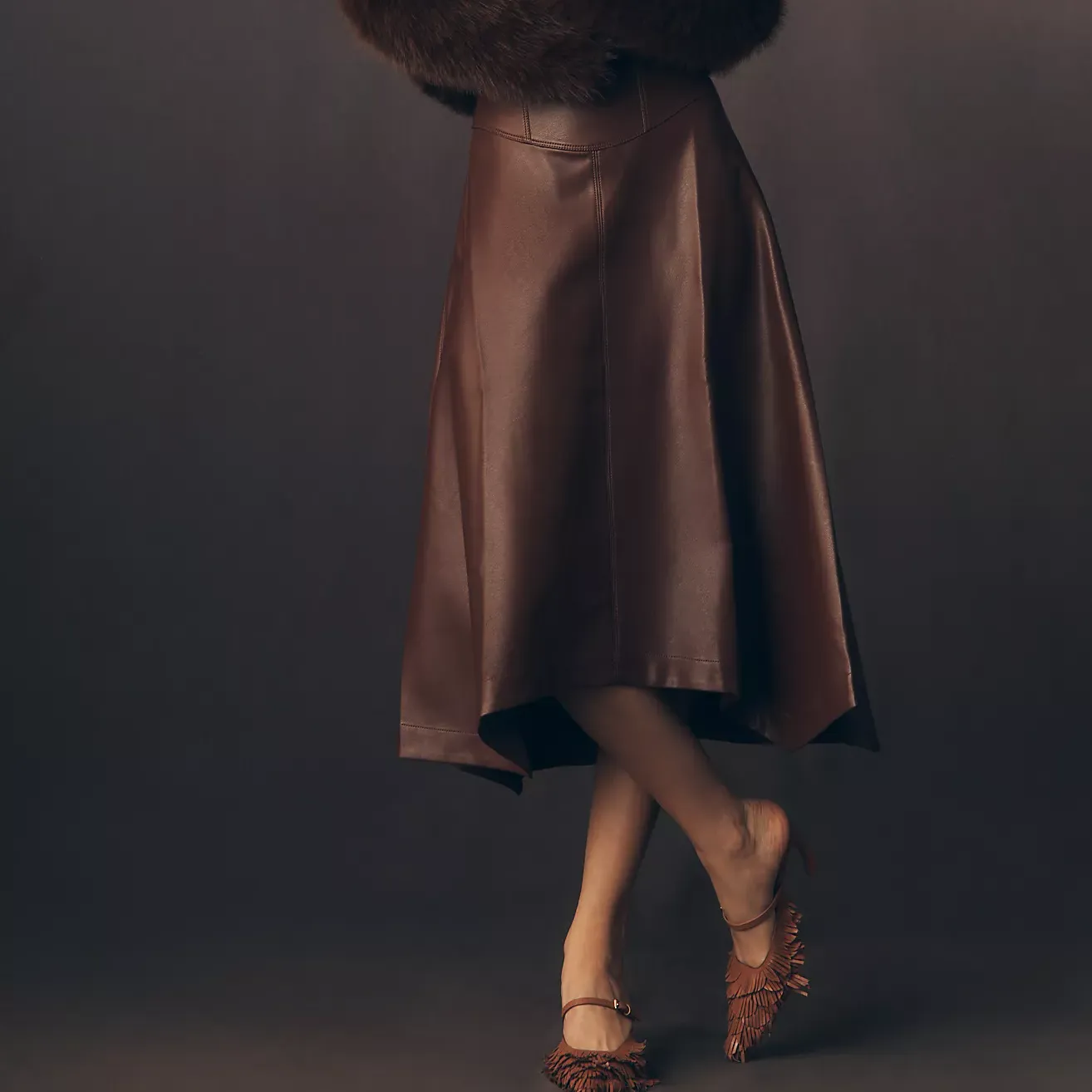 By Anthropologie Faux-Leather Midi Skirt