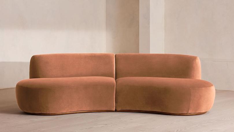 Aline Serpentine Modular Sofa, Three Seater, Antique Rose Velvet, Uk
