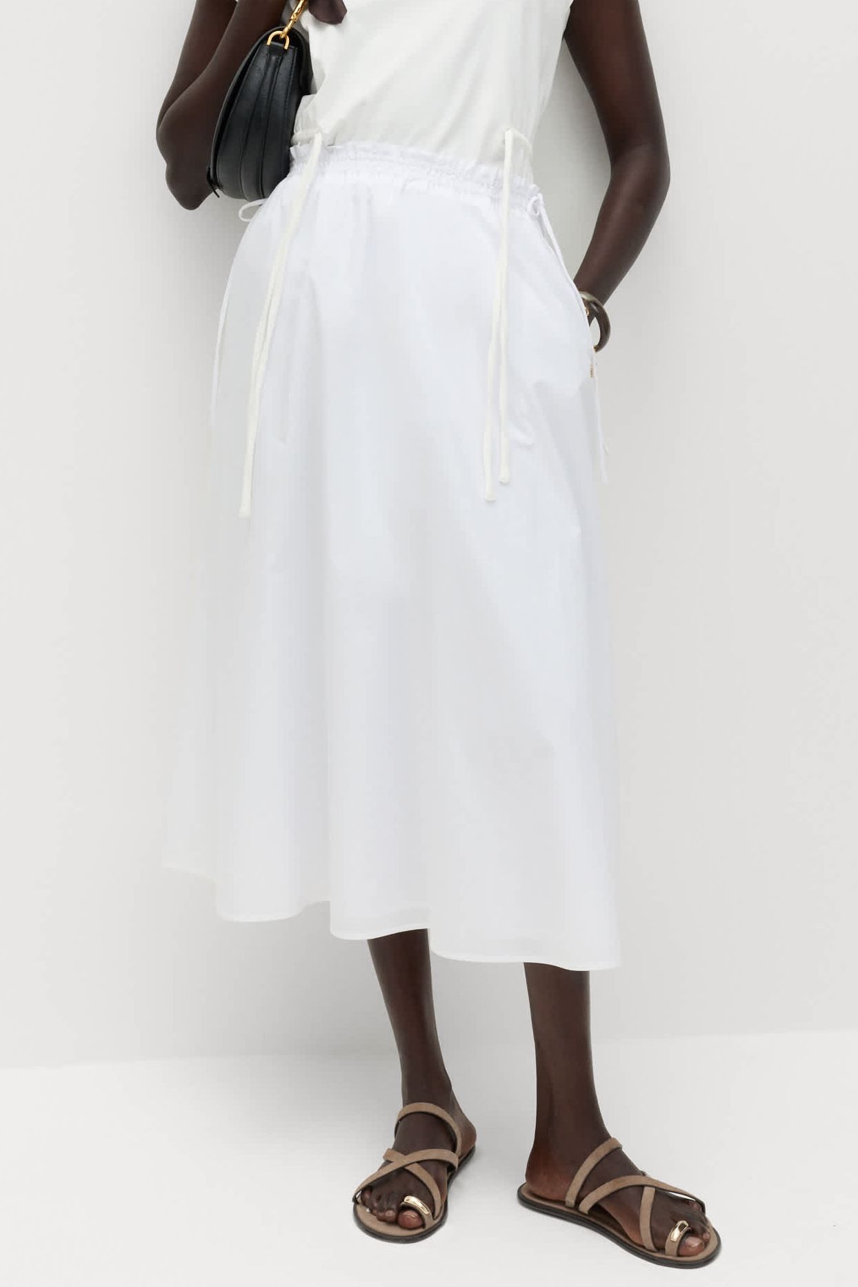 Pure Cotton Poplin Midi Skirt
