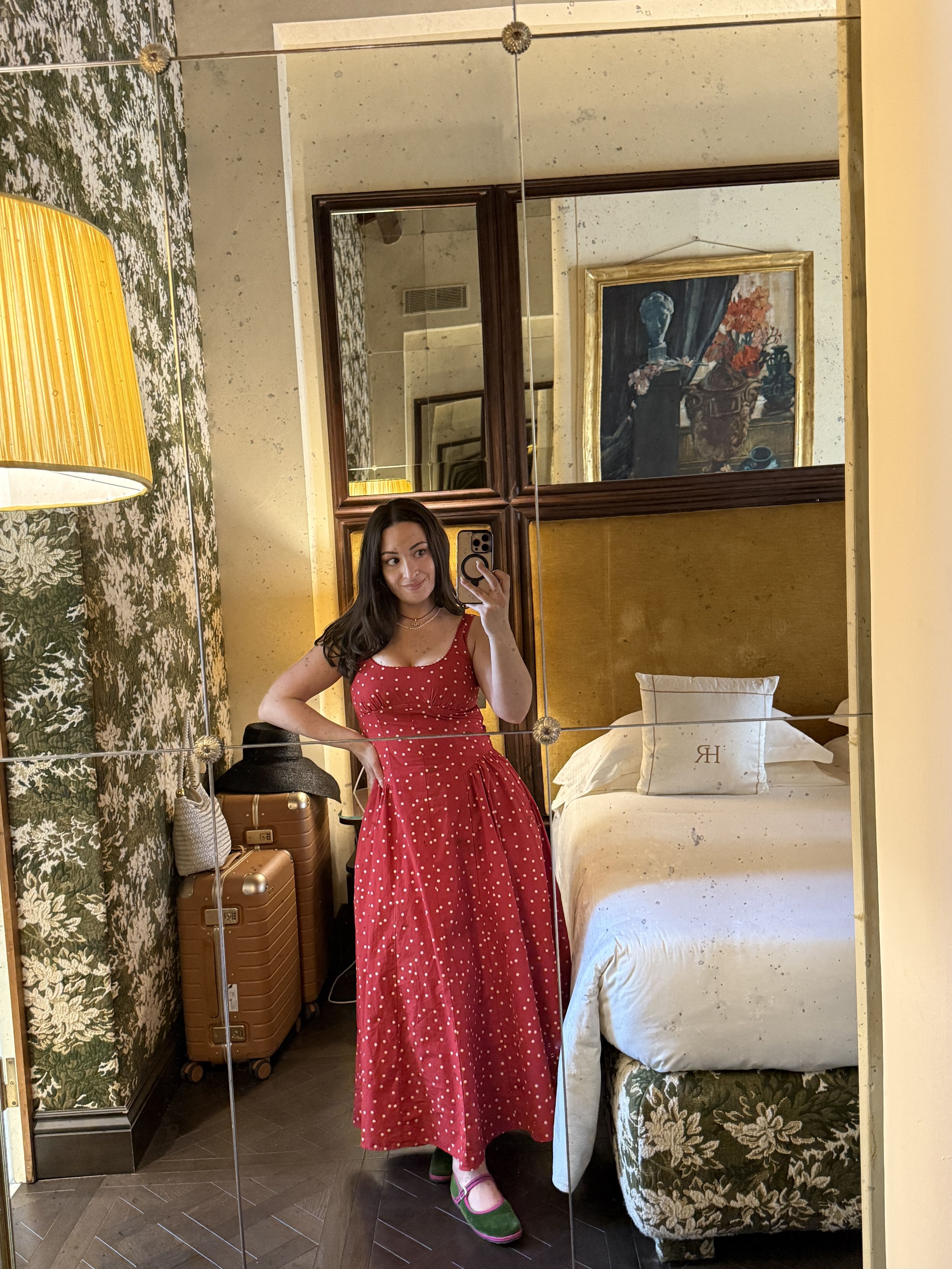 Bella Gerard wears a red sundress from Abercrombie