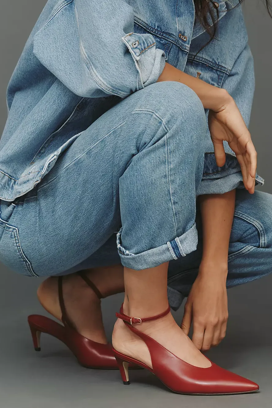 By Anthropologie Ankle-Wrap Kitten Heels