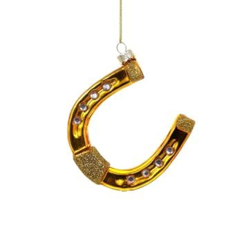 The Bridge Collection Glass Golden Lucky Horseshoe Ornament - 3.25"