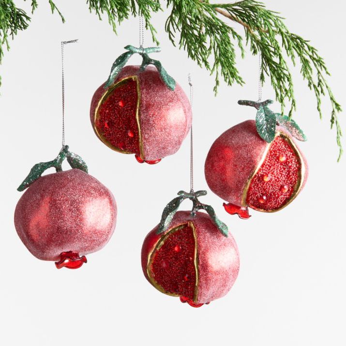 Pomegranate Glass Christmas Tree Ornament, Set of 4