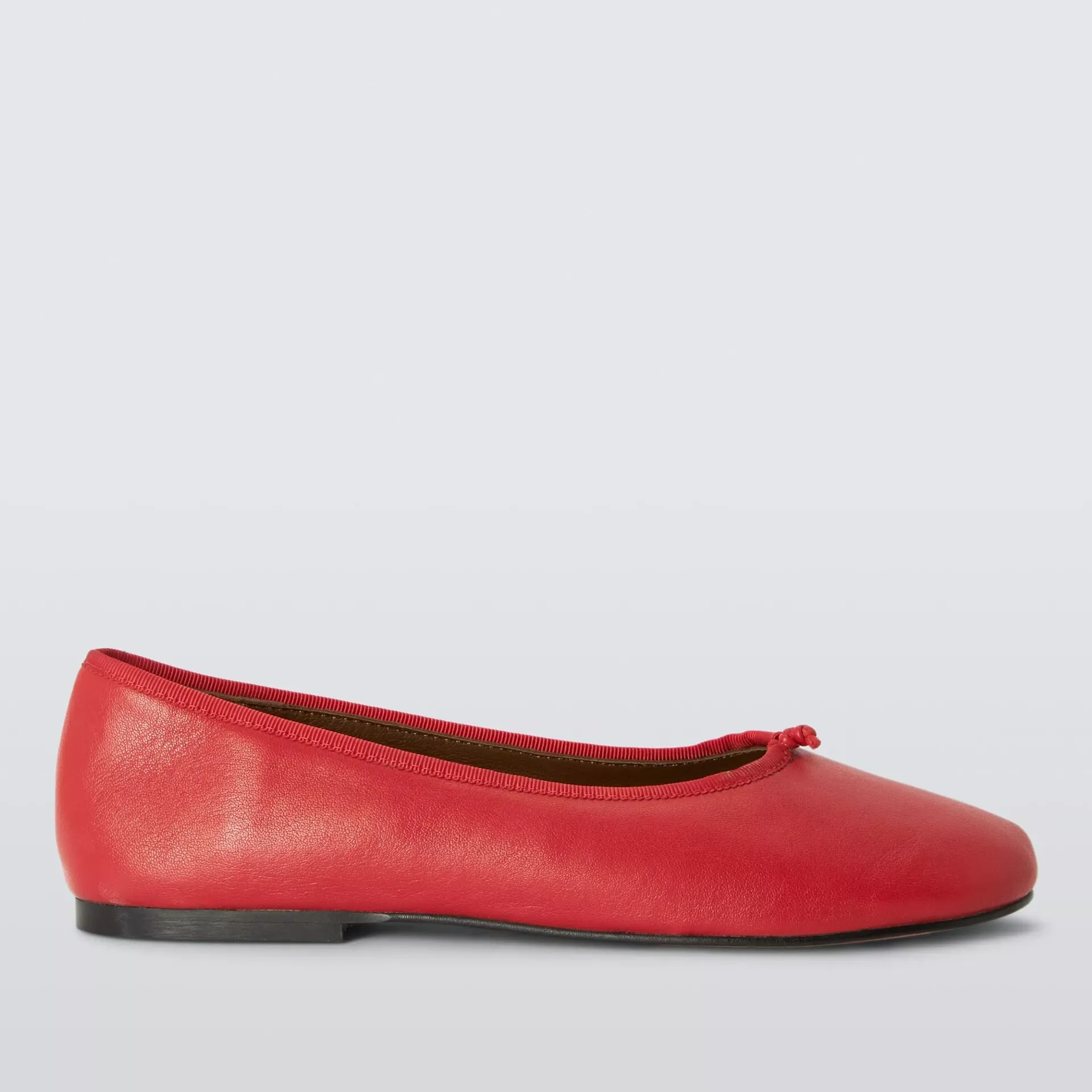 John Lewis Hero Leather Knot Detail Ballerina Pumps, Red