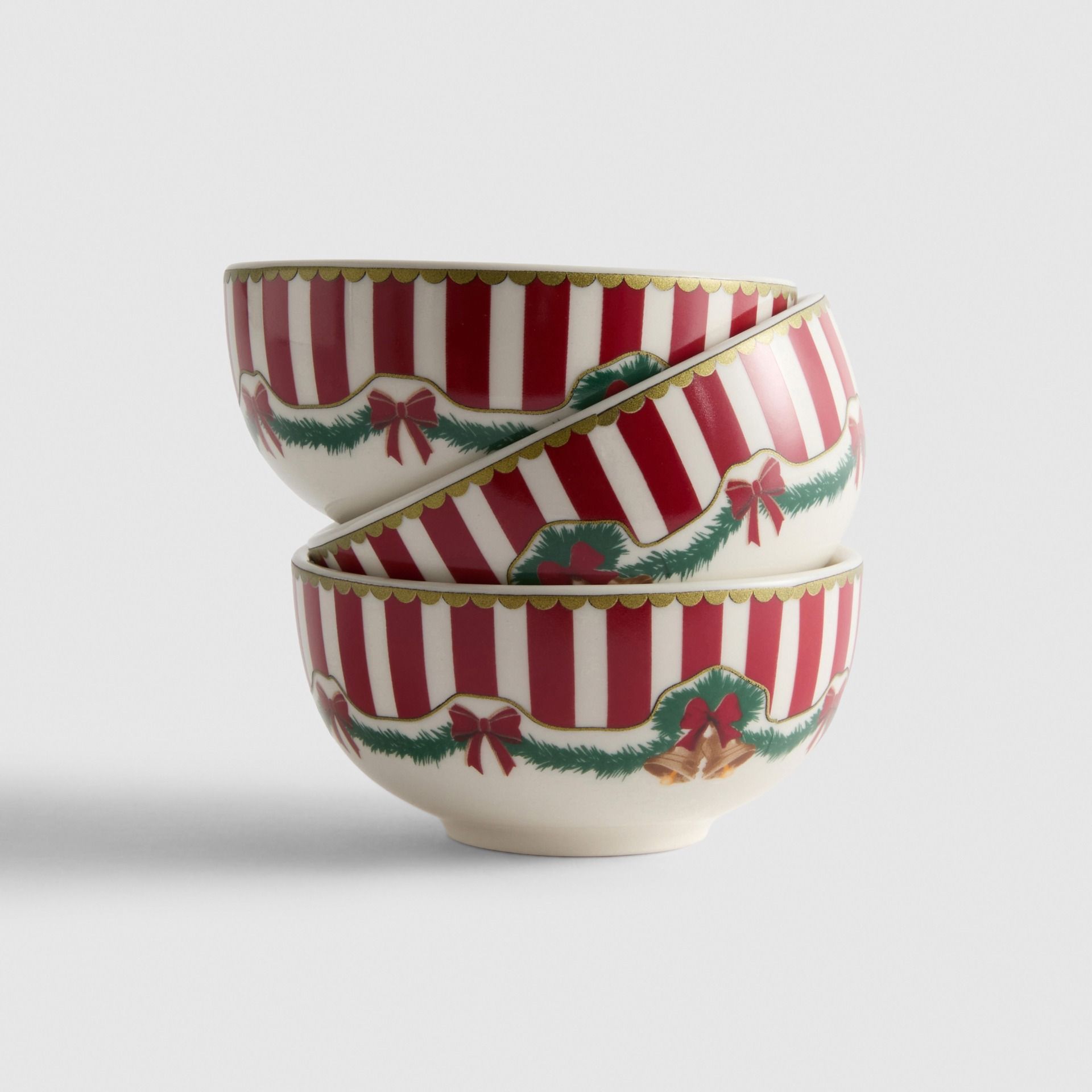 3pk Christmas Stripe Pinch Bowls