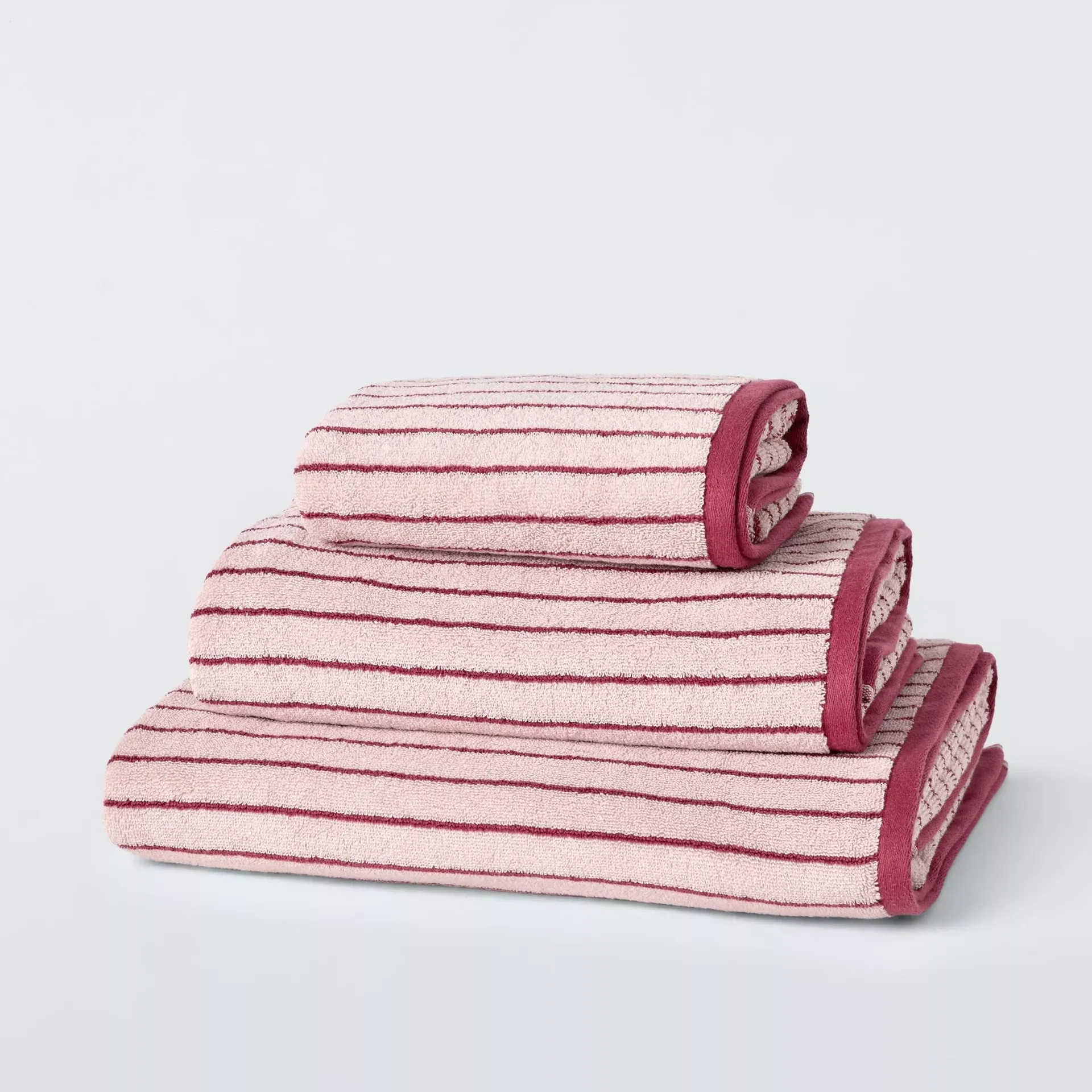 John Lewis Egyptian Cotton Stripe Towels, Linen/white