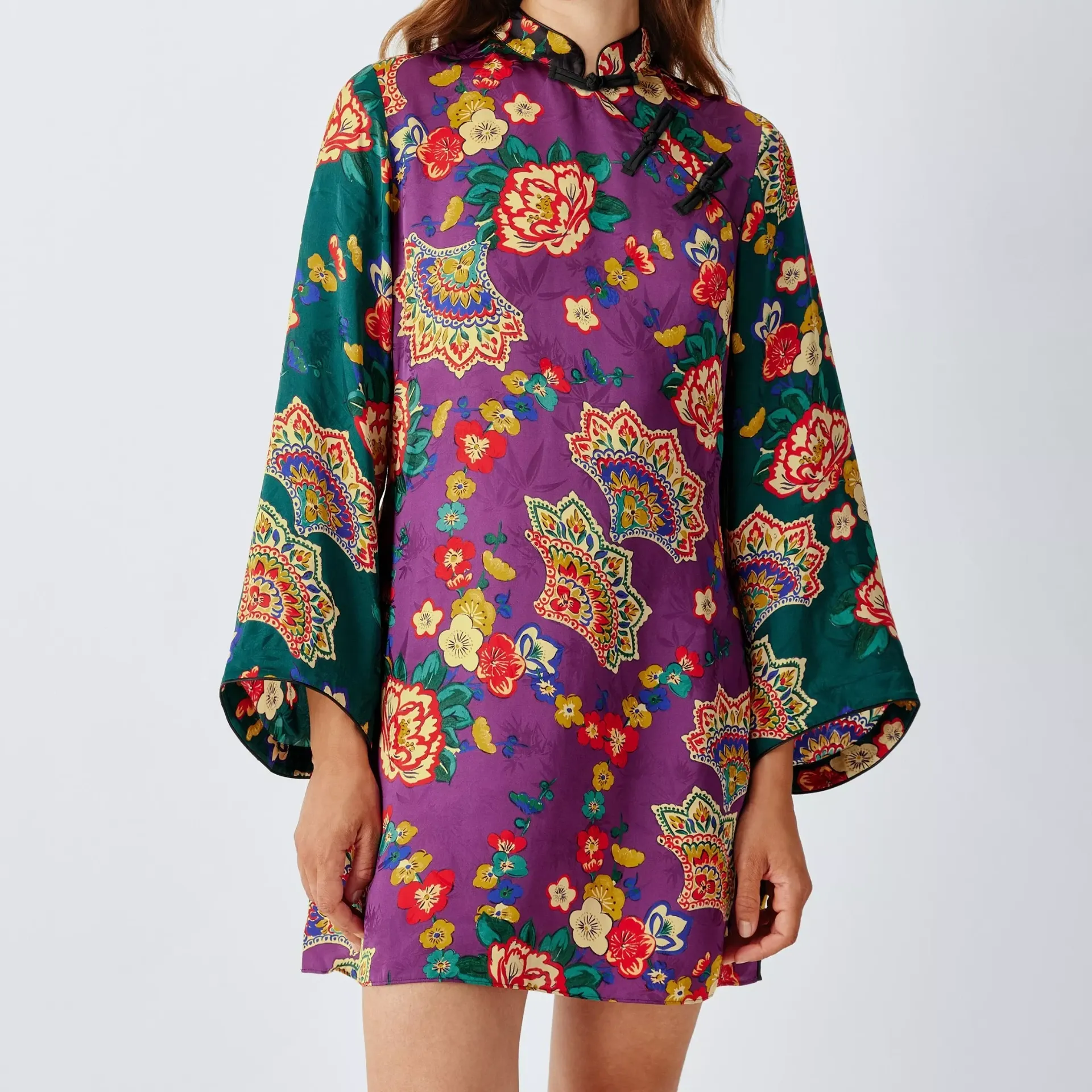 John Lewis X Rixo Delphina Floral Print Mini Dress, Black/multi