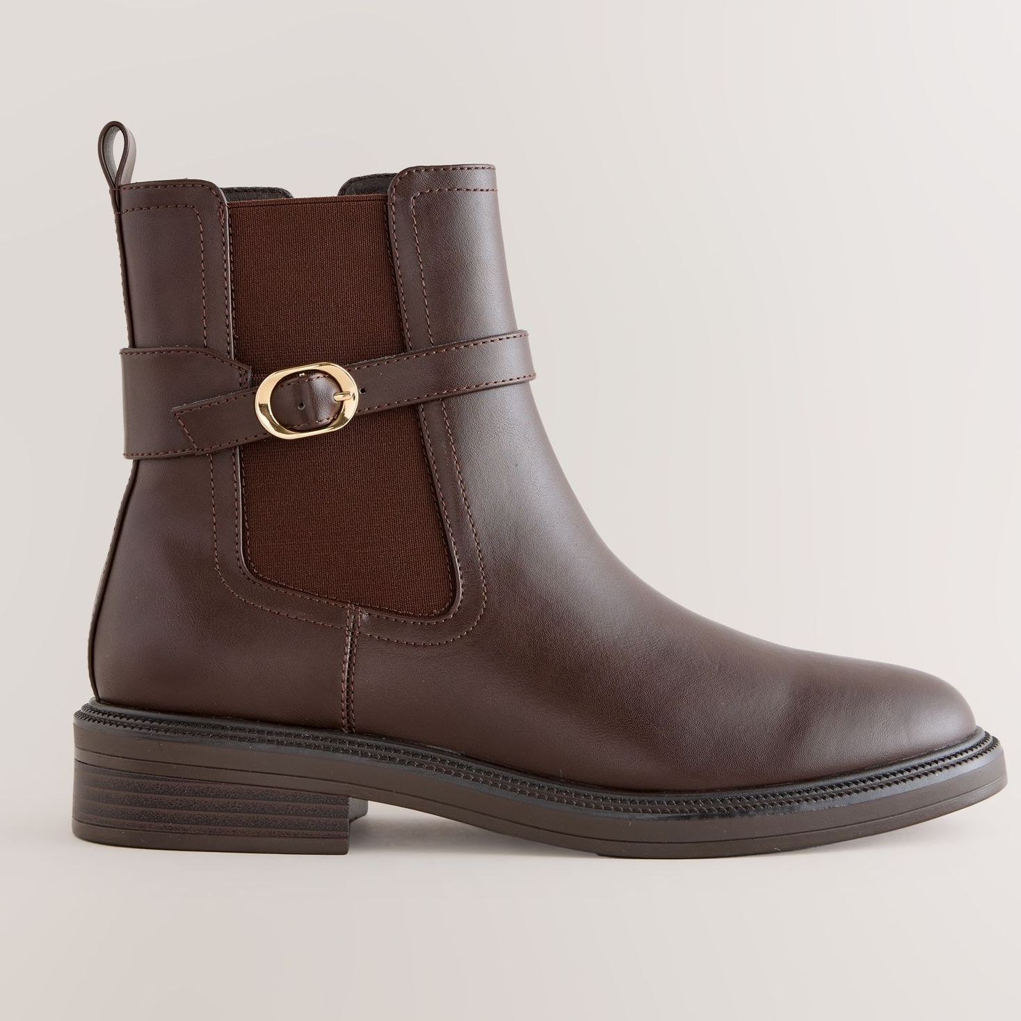 Chocolate Brown Standard/wide Fit Buckled Chelsea Boots