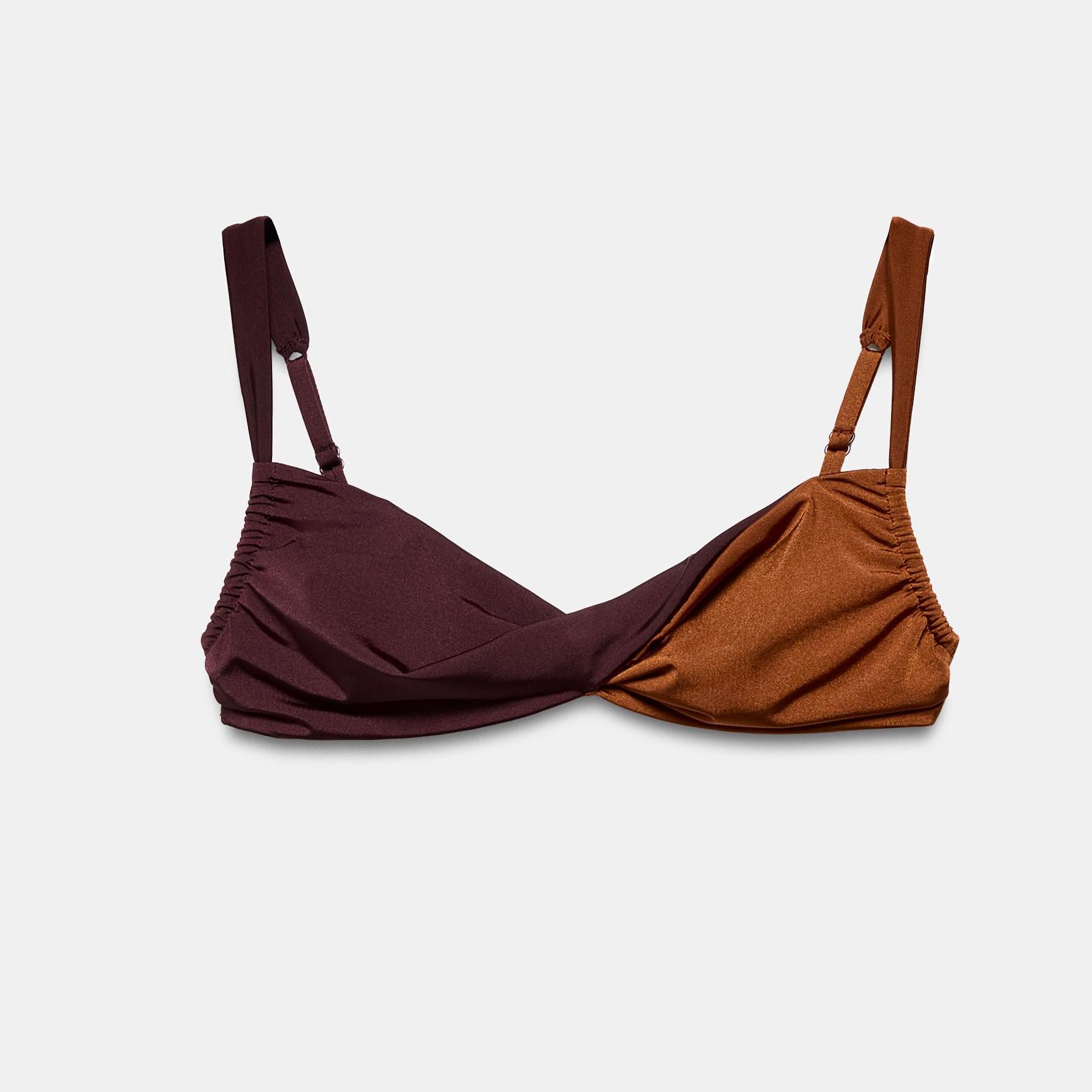 Combined Side Ruched Bikini Top