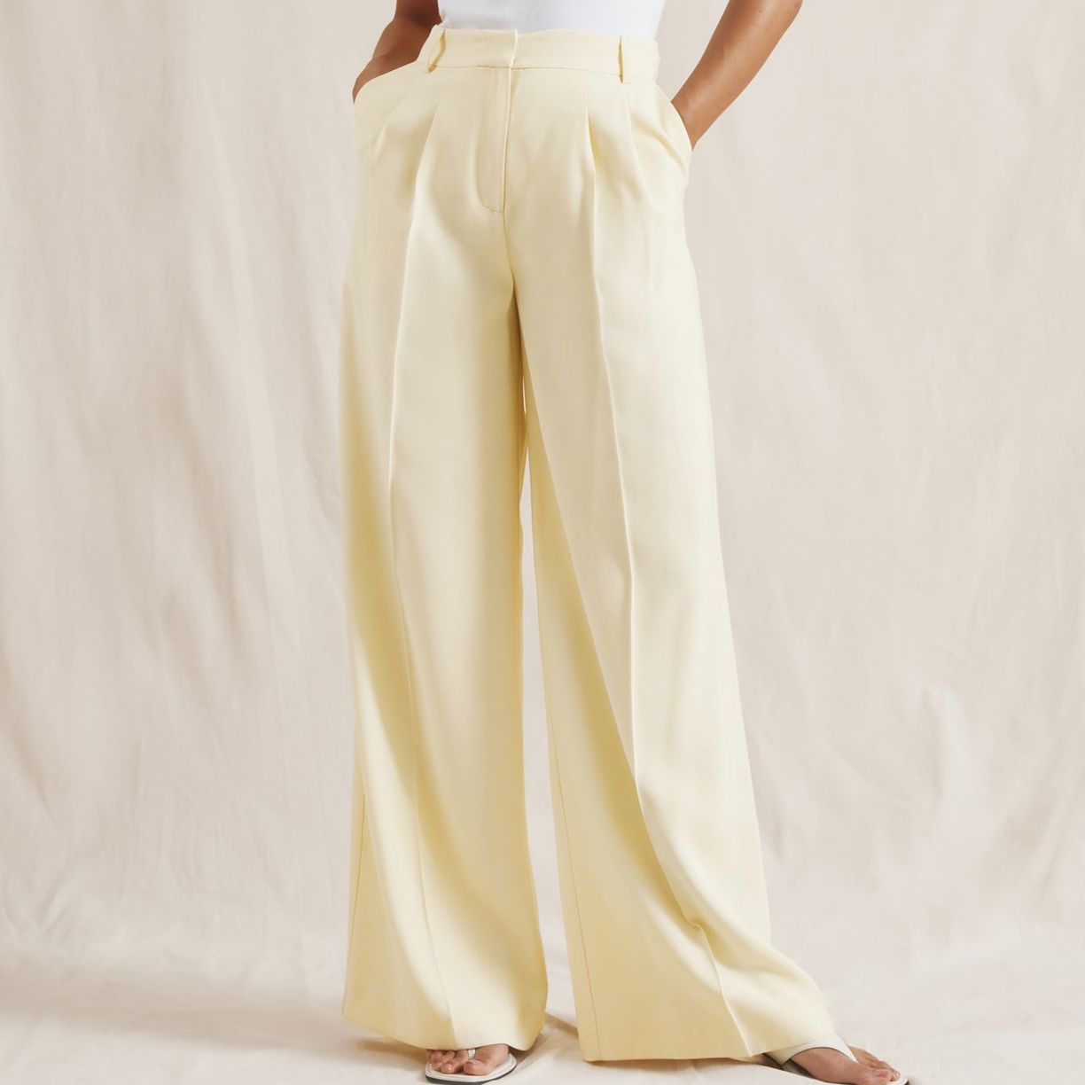 Soft Yellow Tailored Trousers - 8