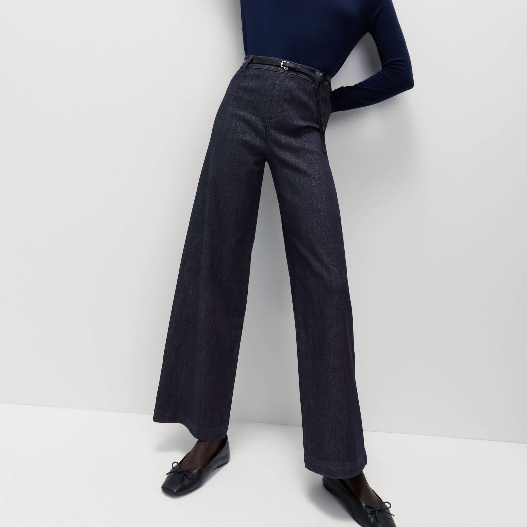 Shimmer Wide Leg Ankle Grazer Jeans